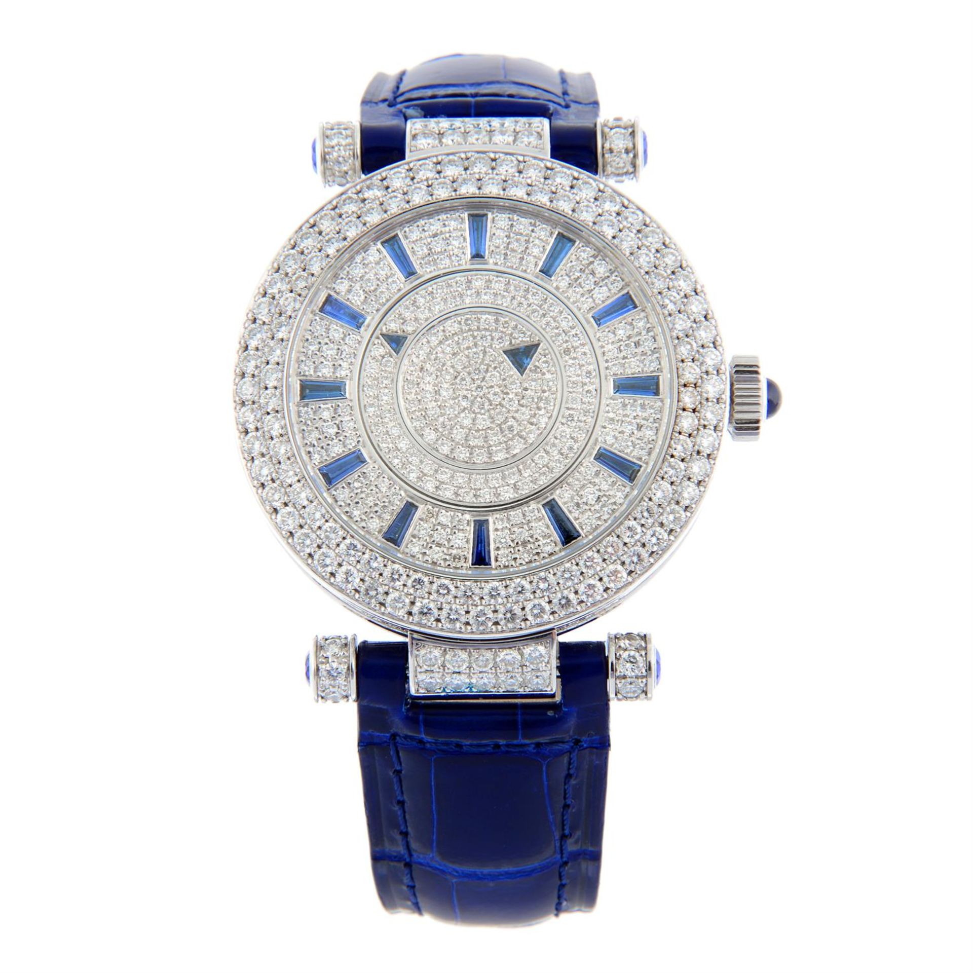 FRANCK MULLER - a factory diamond set 18ct white gold Double Mystery wrist watch, 39mm.