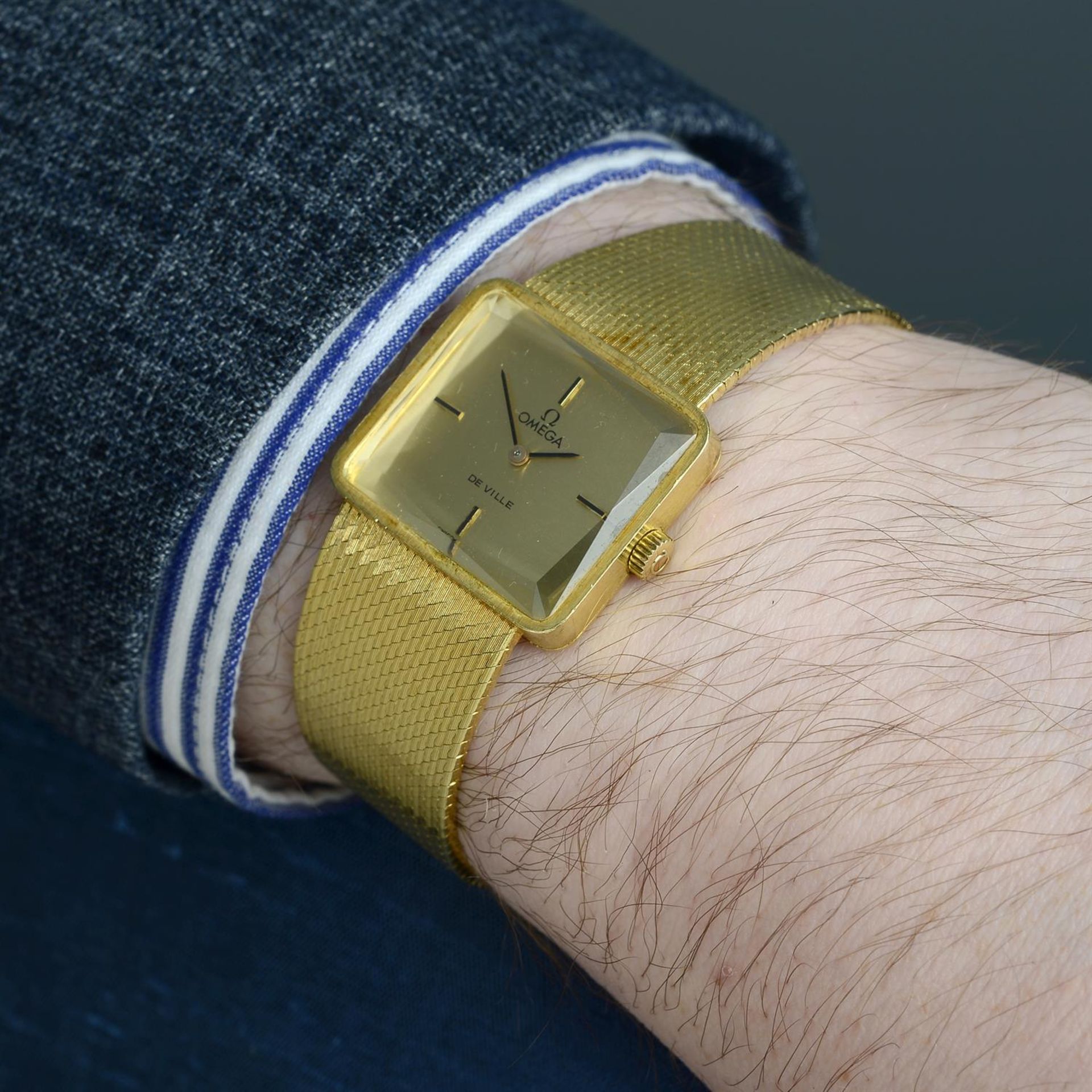 OMEGA - a yellow metal De Ville bracelet watch, 25x22mm. - Image 5 of 5