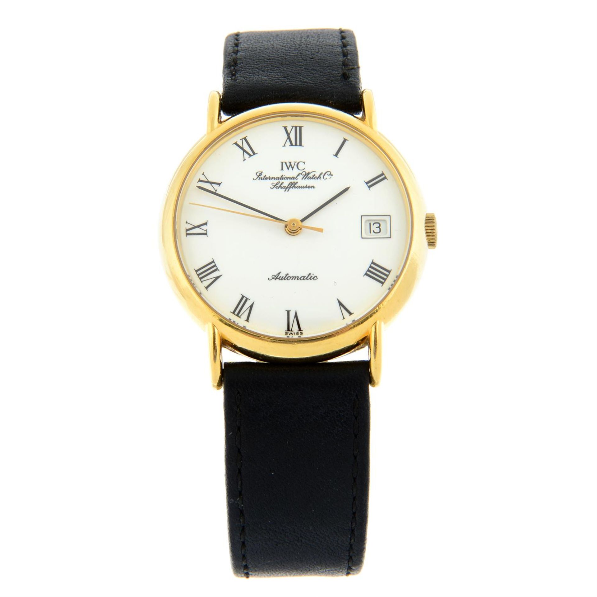 IWC - a yellow metal wrist watch, 34mm.