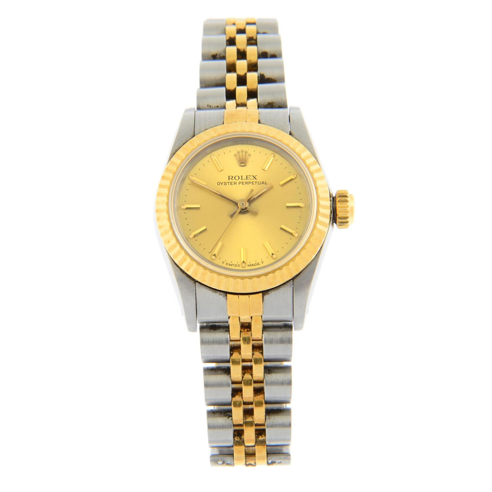 ROLEX - a bi-metal Oyster Perpetual bracelet watch, 24mm.