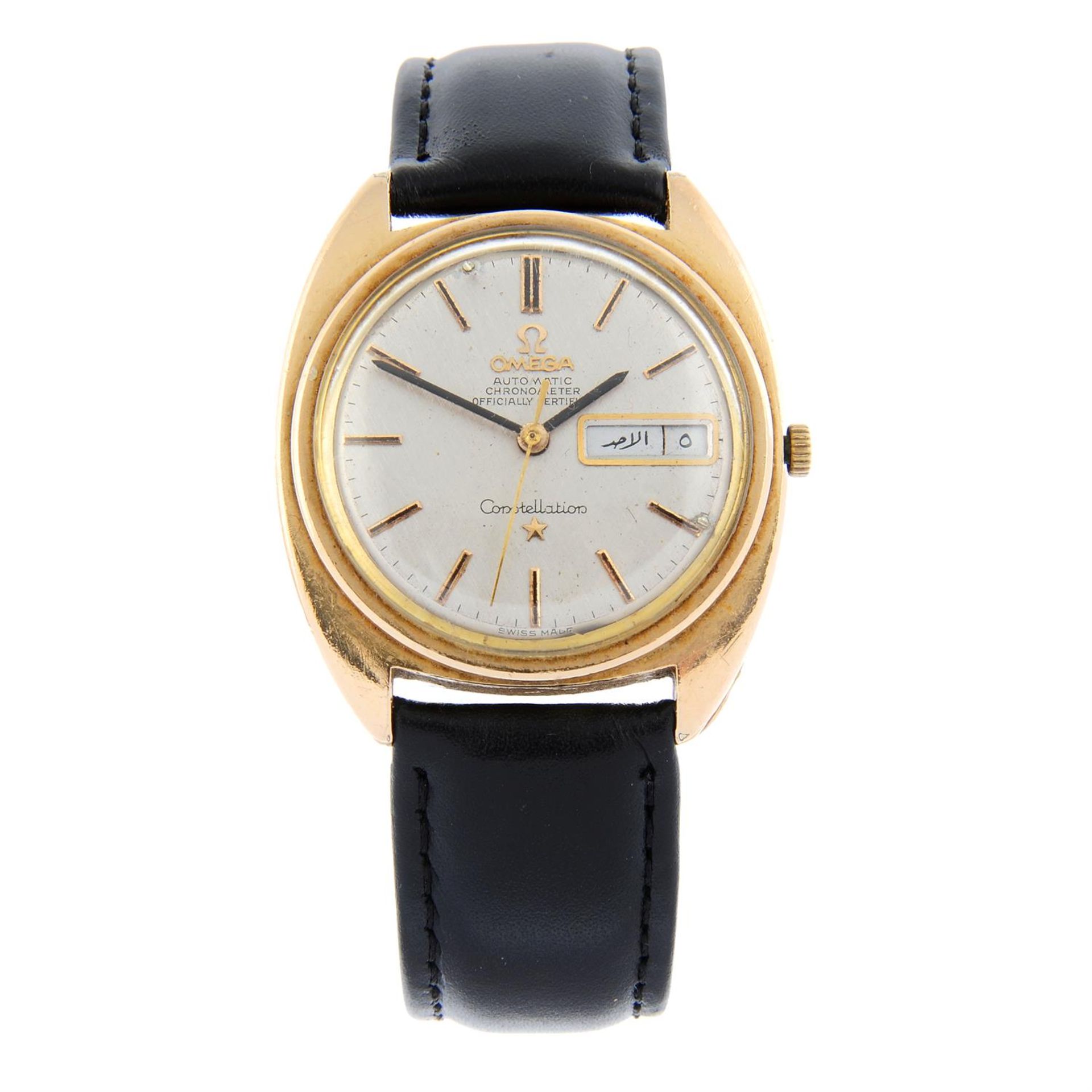 OMEGA - a yellow gold plated Constellation wrist watch, 35mm.