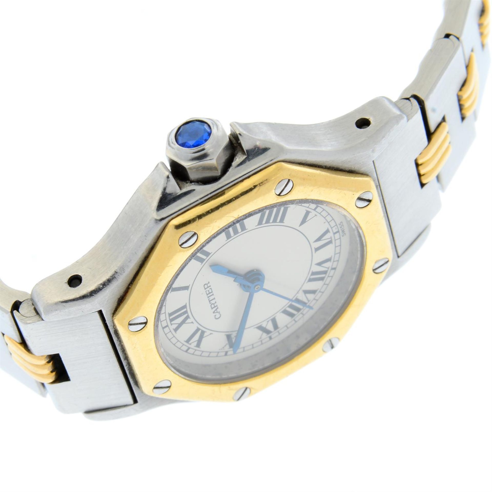 CARTIER - a bi-metal Santos Octagon bracelet watch, 24mm. - Image 3 of 5