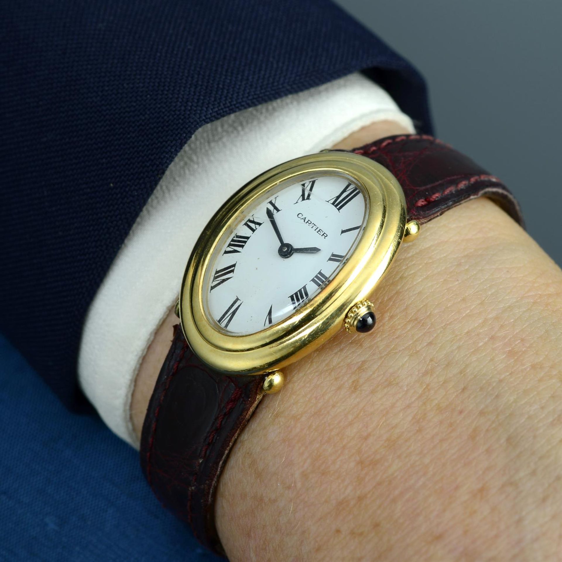 CARTIER - a yellow metal Baignoire wrist watch, 22mm. - Image 5 of 5