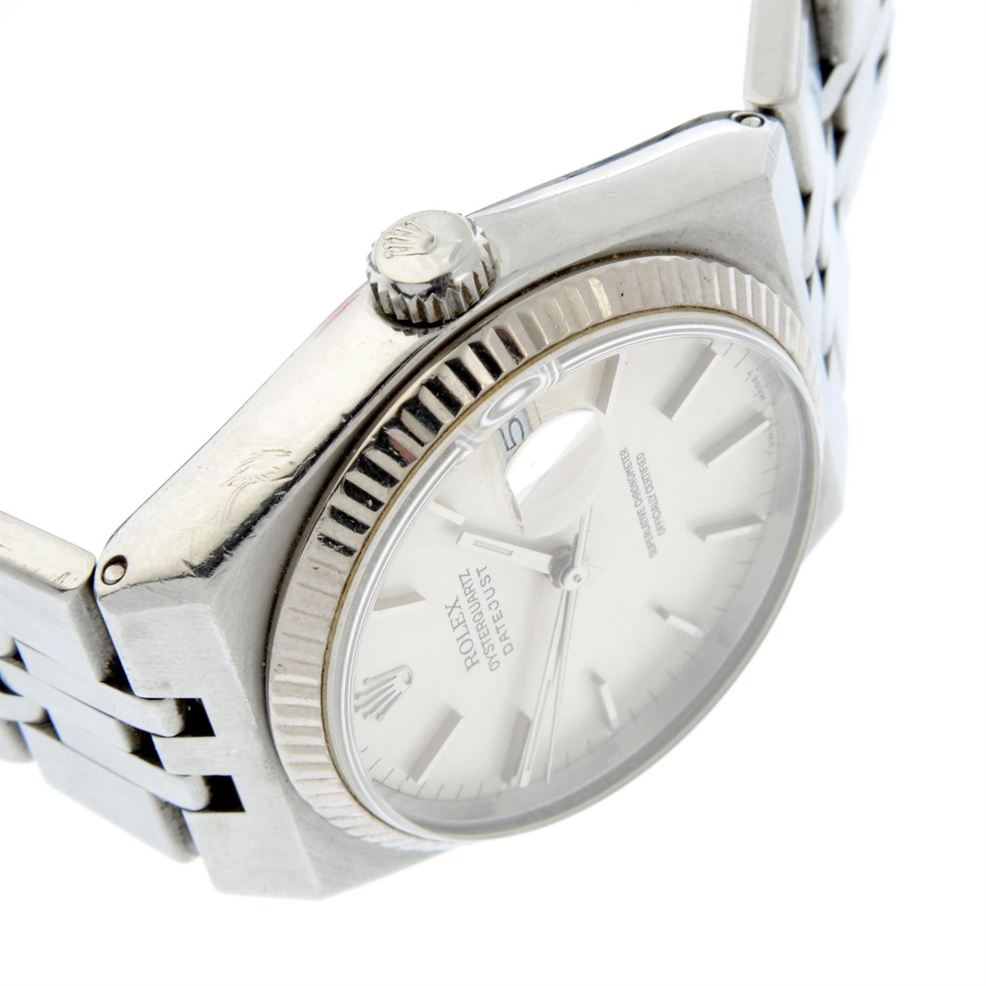 ROLEX - a stainless steel Oysterquartz Datejust bracelet watch, 36mm. - Image 3 of 5