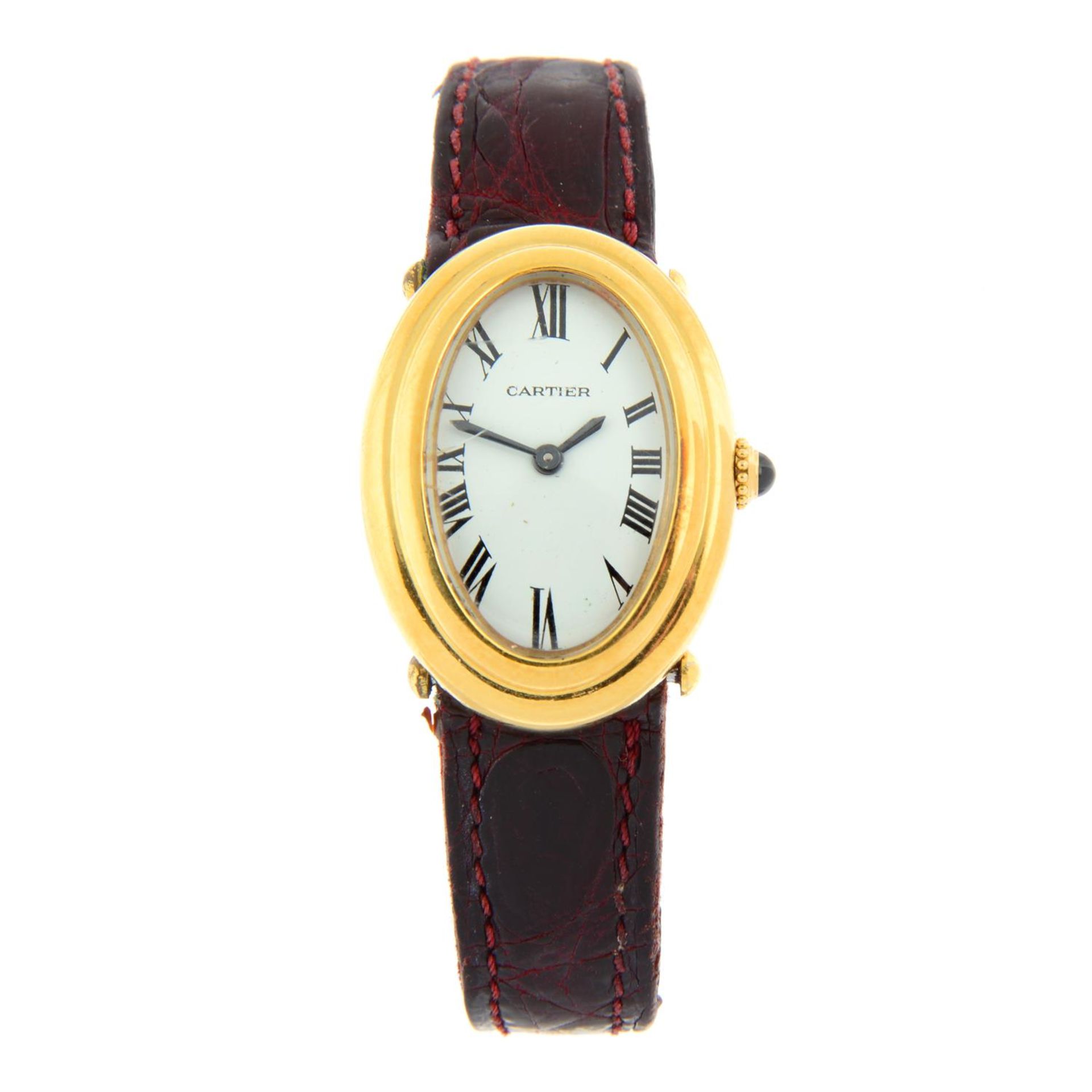 CARTIER - a yellow metal Baignoire wrist watch, 22mm.