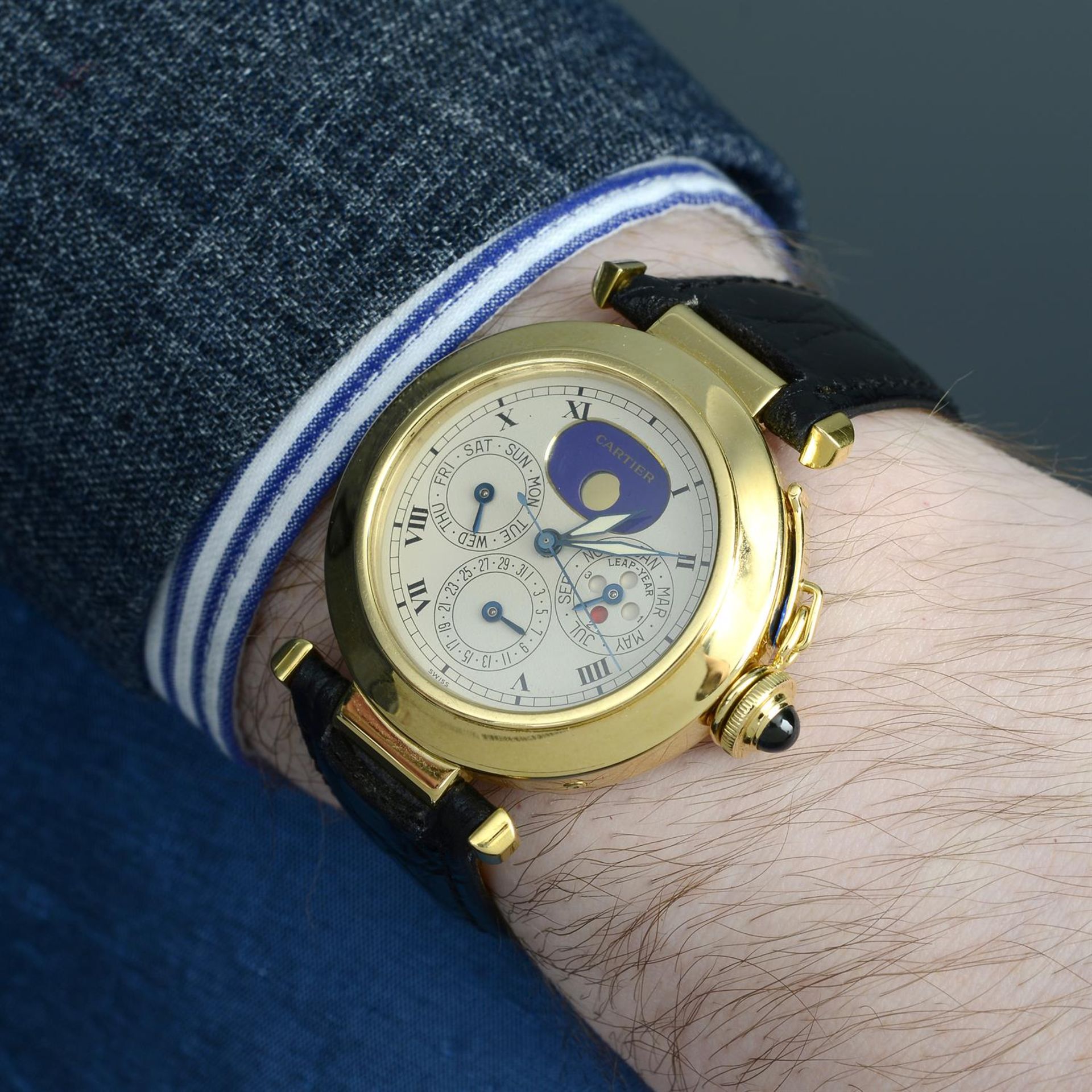 CARTIER - an 18ct yellow gold Pasha Perpetual Calendar wrist watch, 38mm. - Image 5 of 5