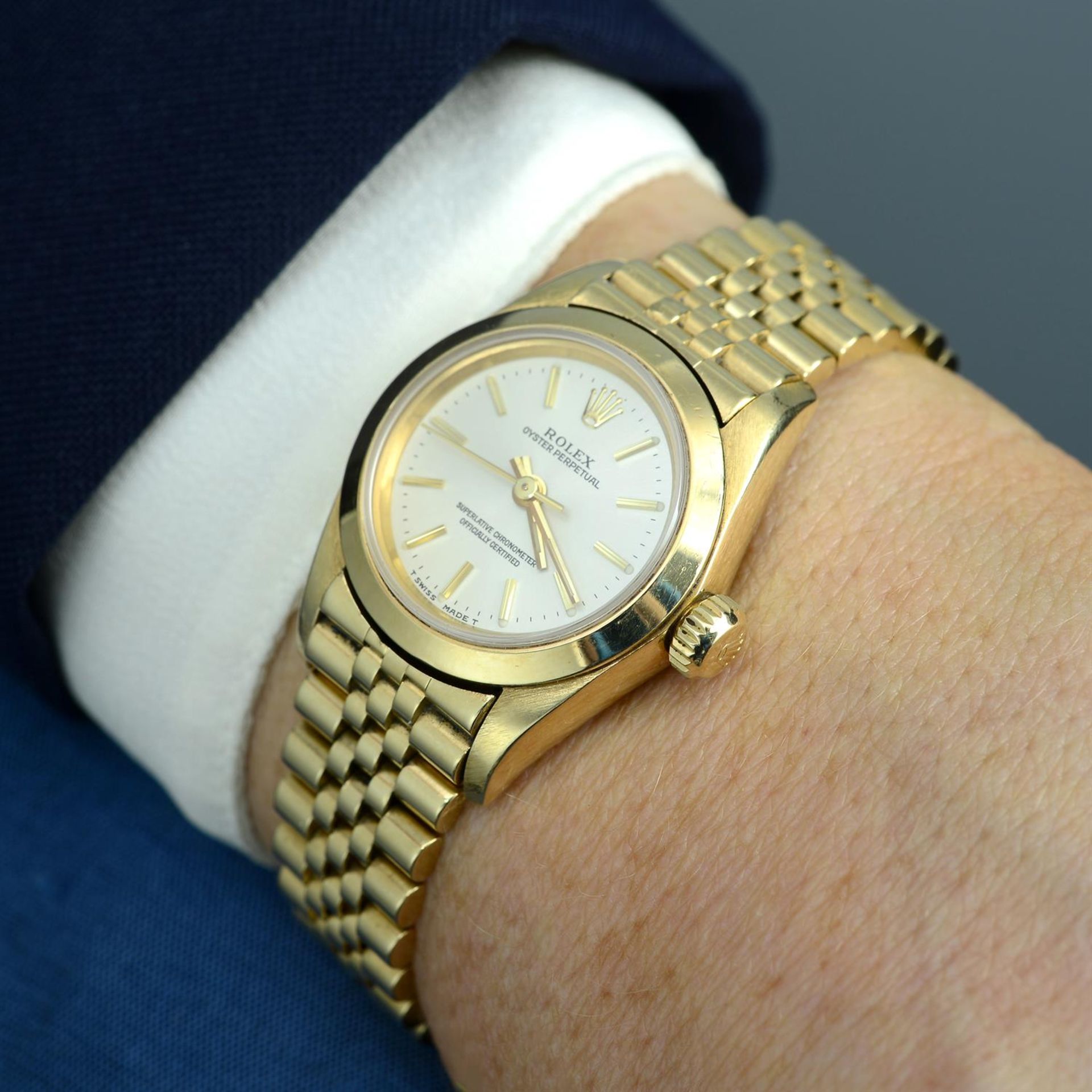 ROLEX - an 18ct yellow gold Oyster Perpetual Datejust bracelet watch, 26mm. - Image 5 of 6