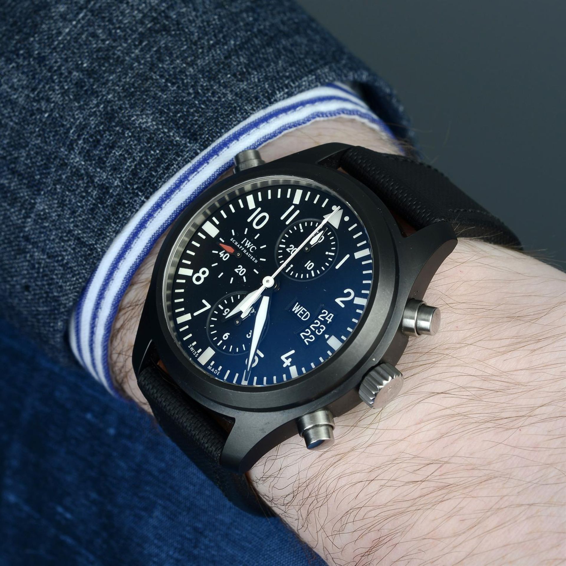 IWC - a ceramic Big Pilot Double Chronograph wrist watch, 44mm. - Image 6 of 6