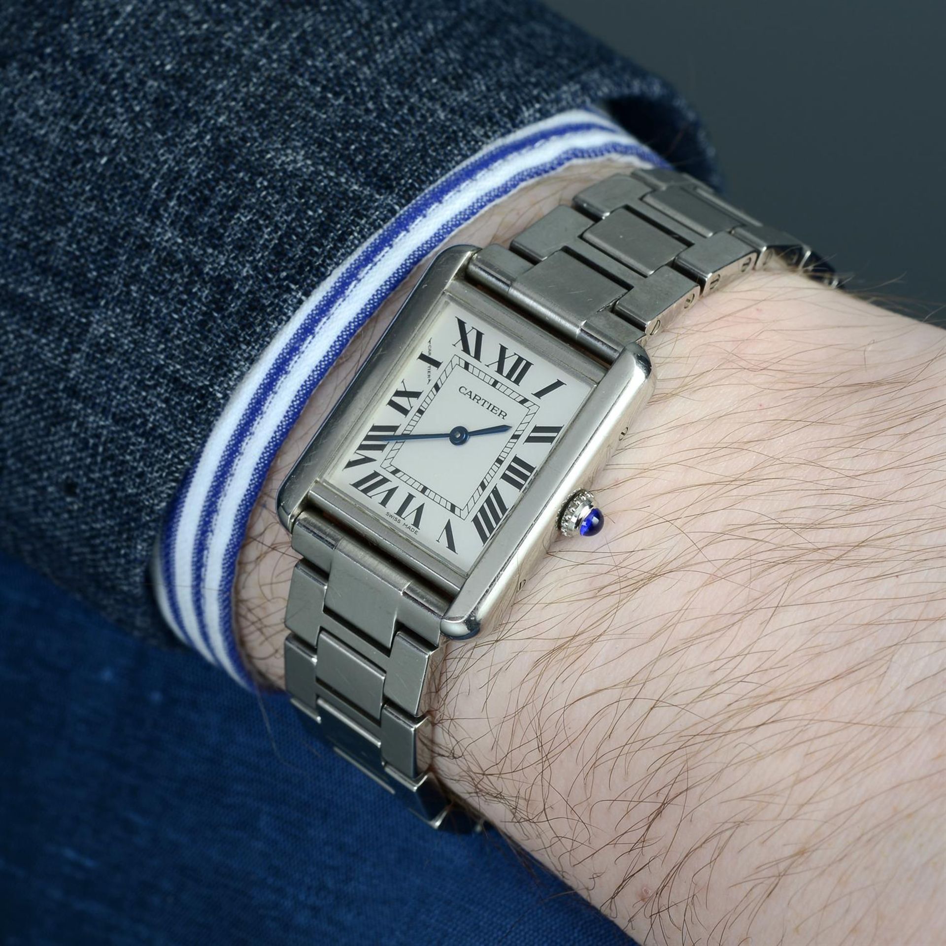 CARTIER - a stainless steel Tank Solo bracelet watch, 24mm. - Image 5 of 5