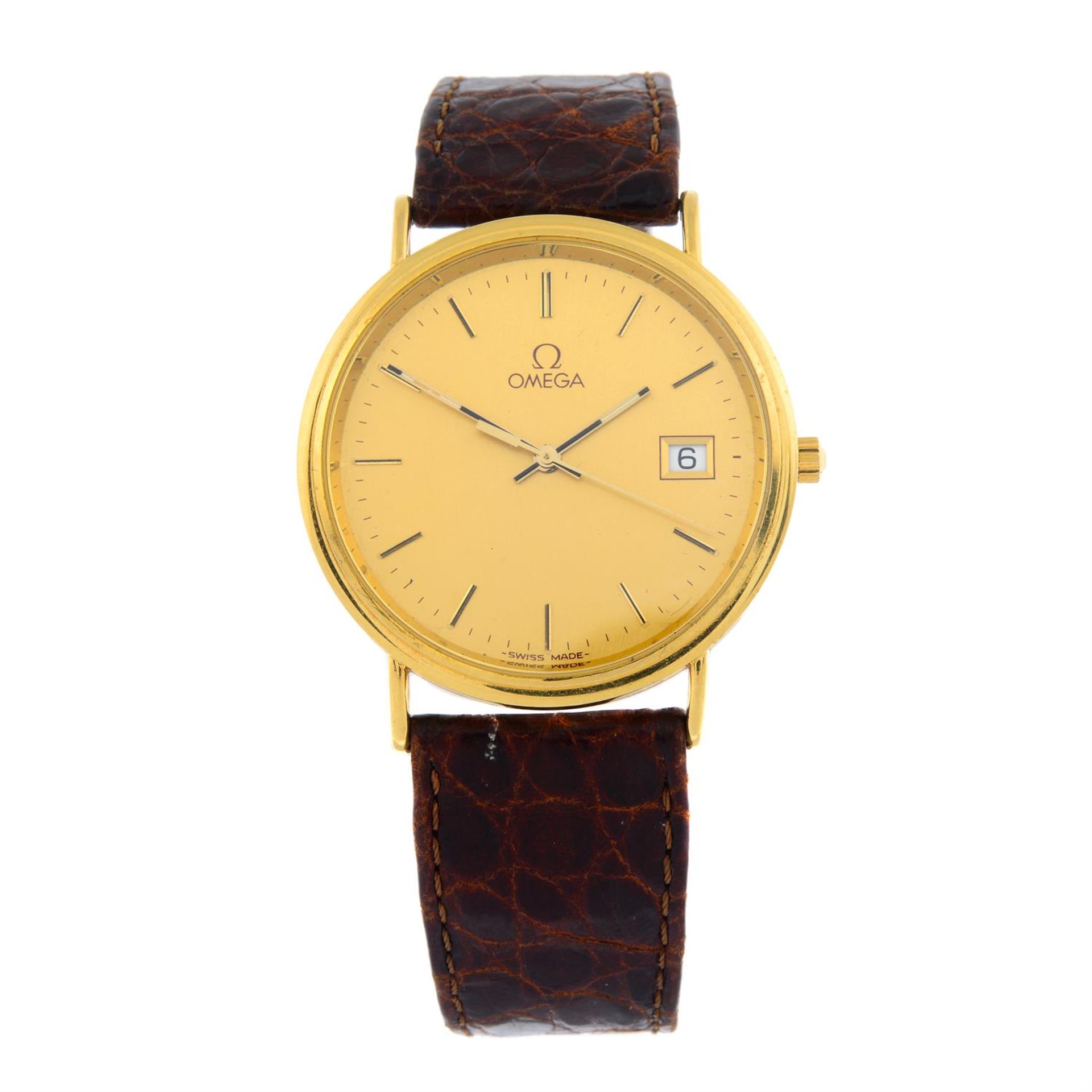 OMEGA - a yellow metal wrist watch, 32mm.