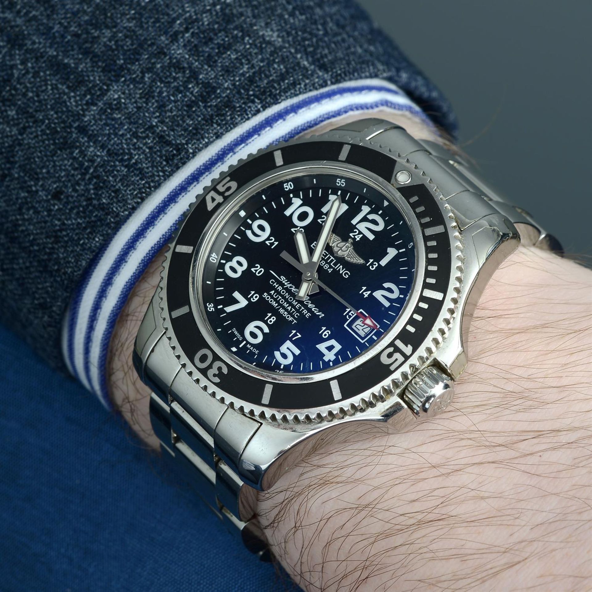 BREITLING - a stainless steel SuperOcean II 42 bracelet watch, 42mm. - Image 5 of 5