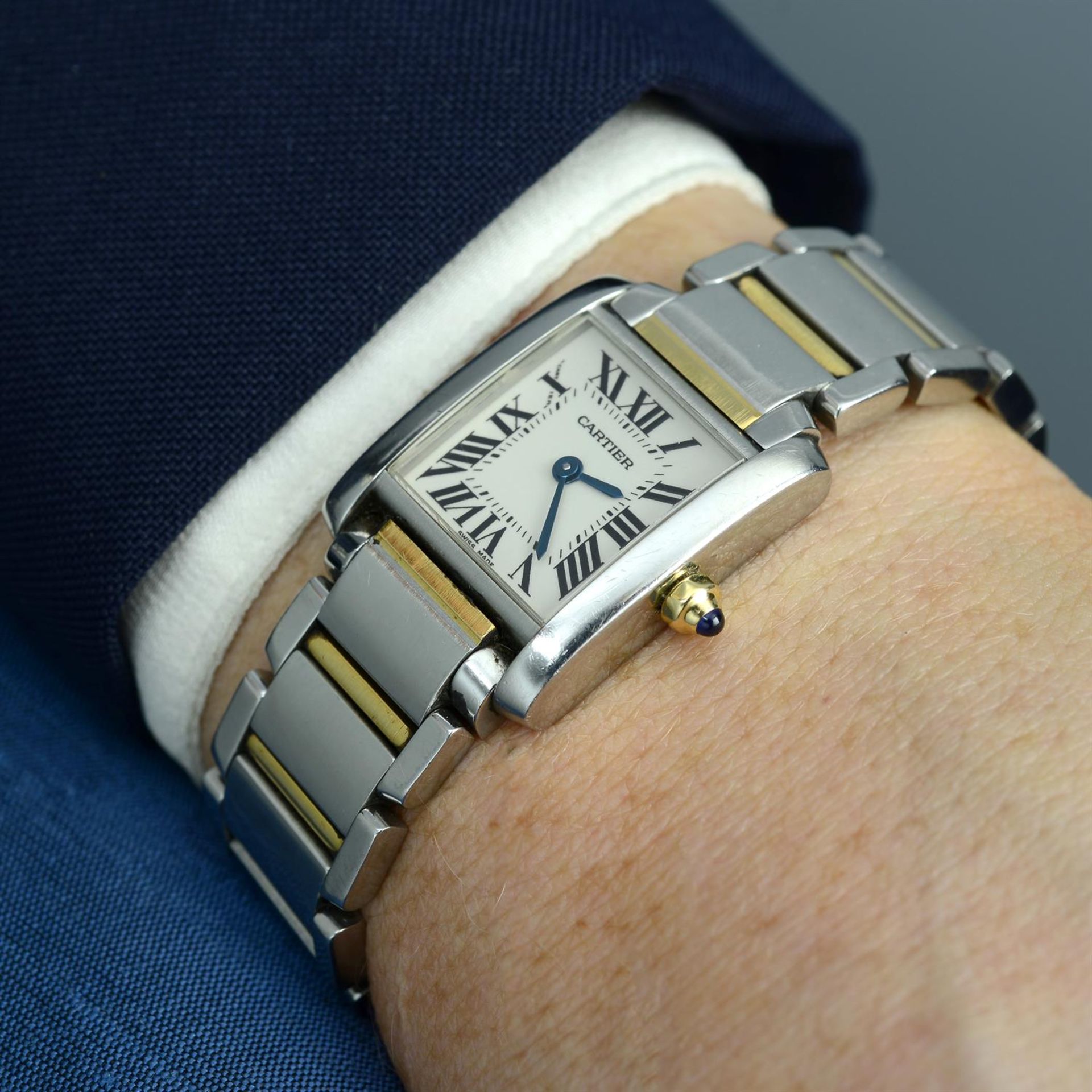 CARTIER - a bi-metal Tank Francaise bracelet watch, 20mm. - Image 5 of 5