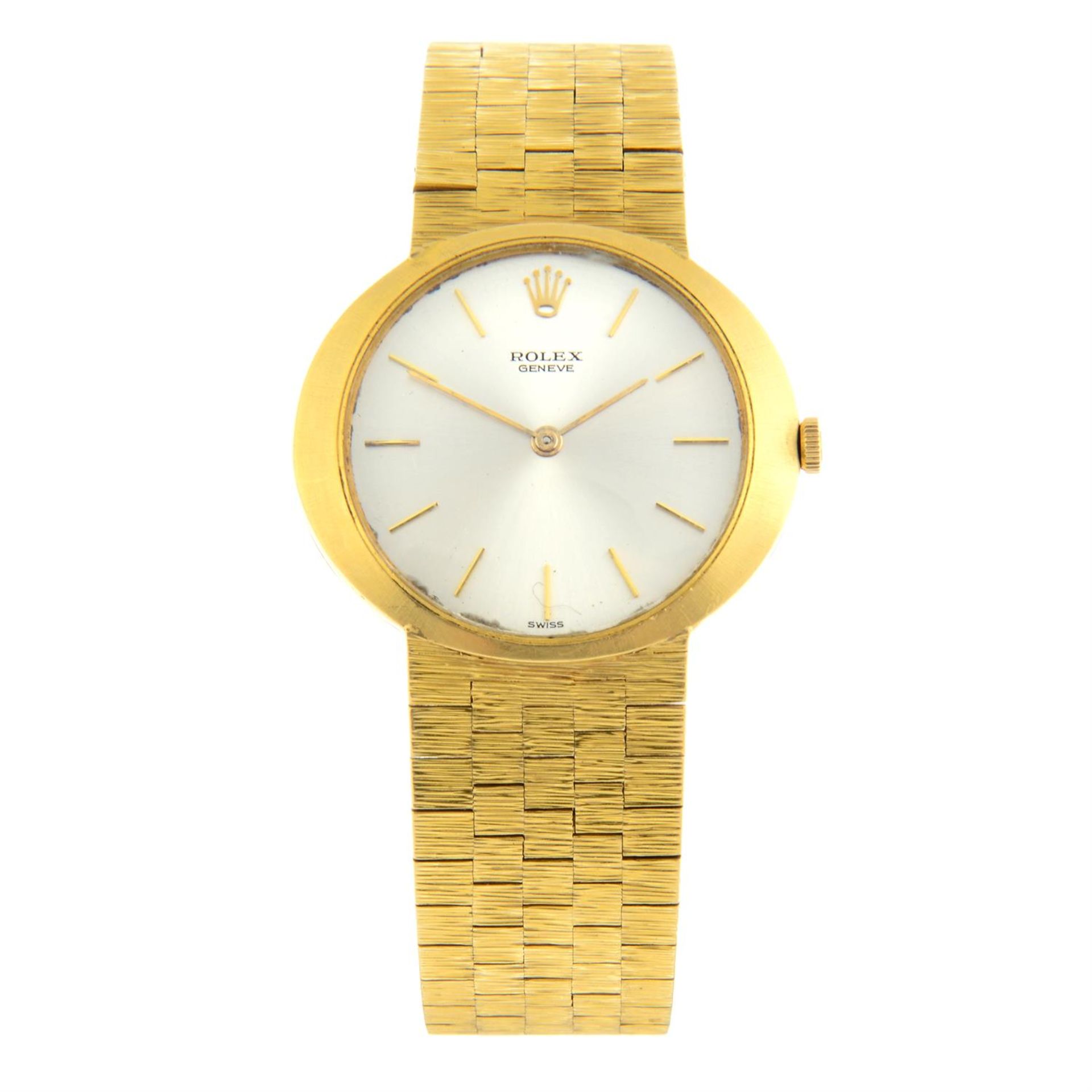 ROLEX - an 18ct yellow gold bracelet watch, 32mm.