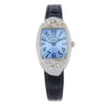 FRANCK MULLER - a factory diamond set 18ct white gold Cintree Curvex wrist watch, 22x36mm.