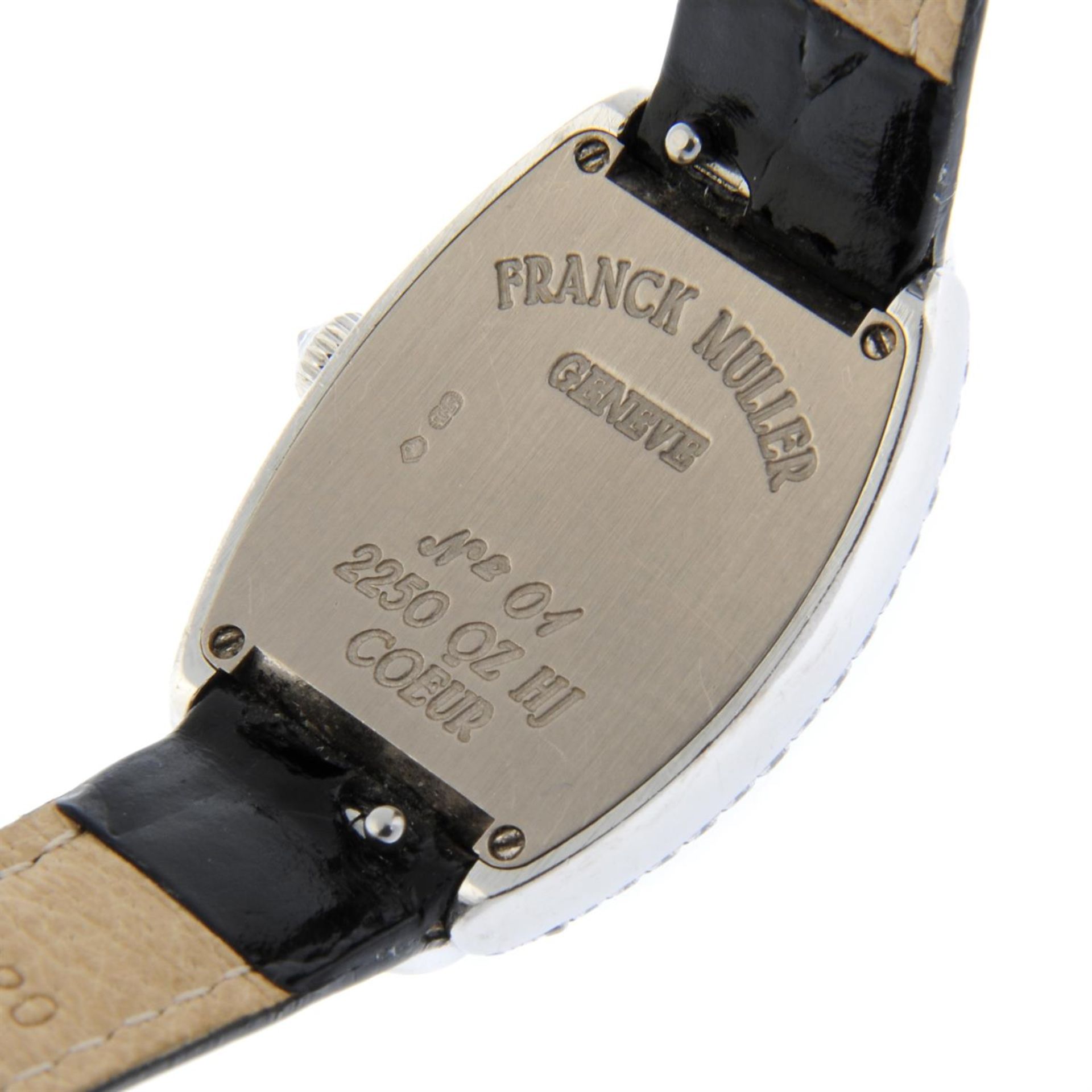 FRANCK MULLER - a factory diamond set 18ct white gold Cintree Curvex wrist watch, 22x36mm. - Image 4 of 5