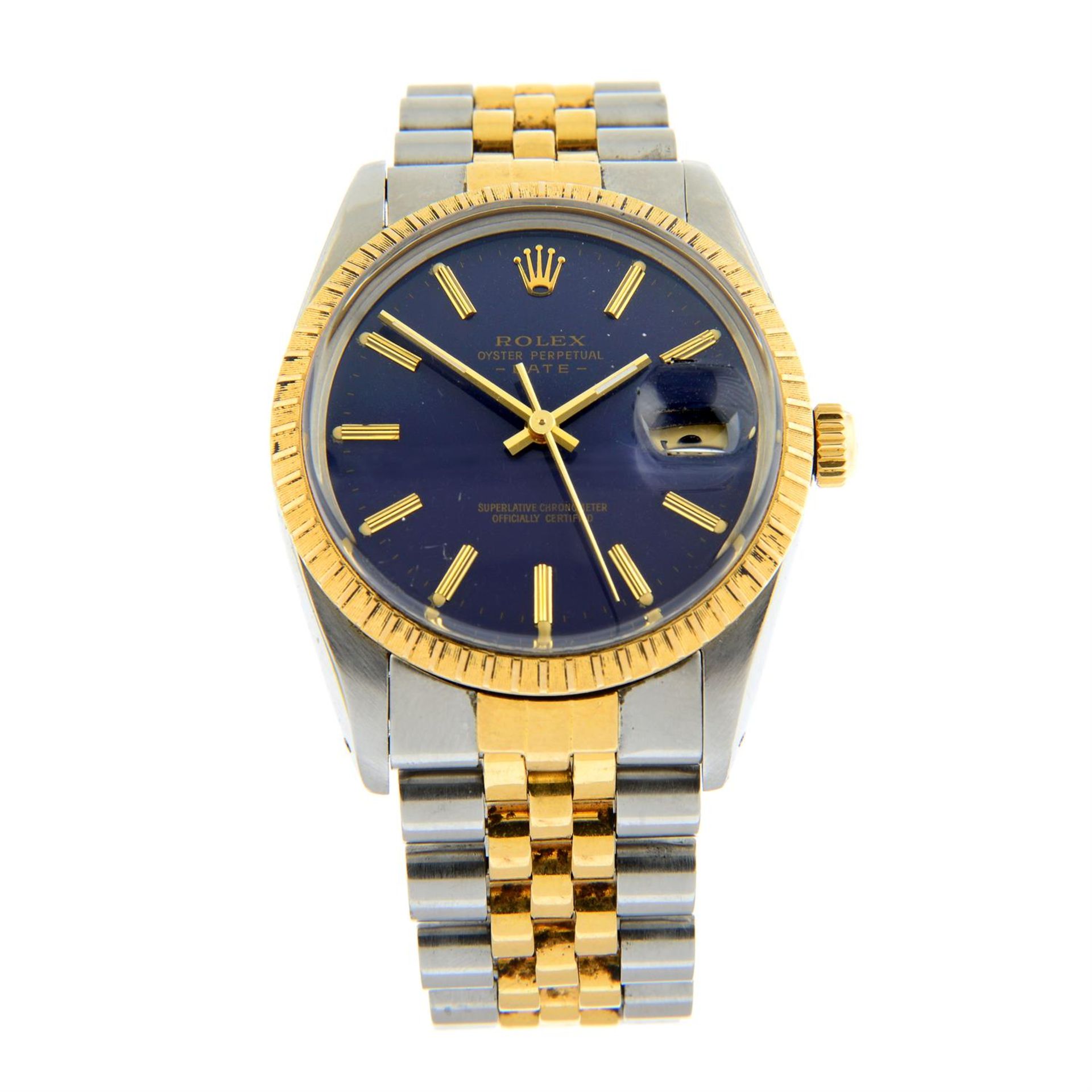 ROLEX - a bi-metal Oyster Perpetual Date bracelet watch, 34mm.