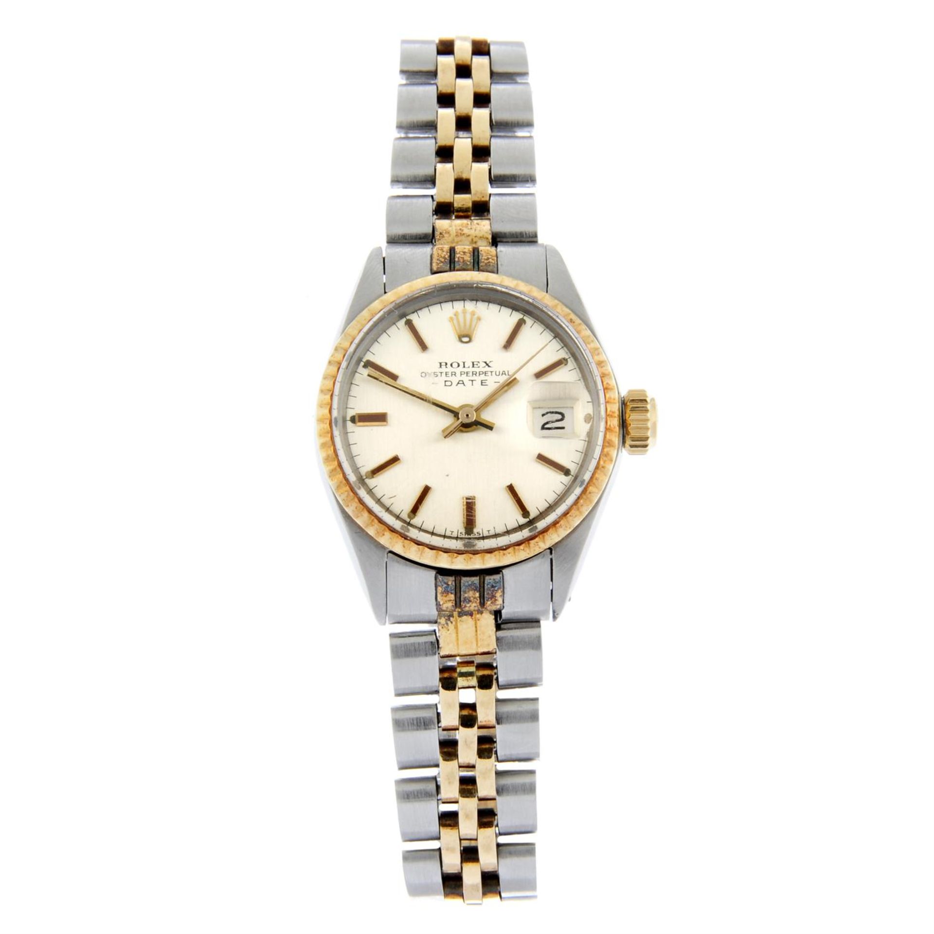 ROLEX - a bi-metal Oyster Perpetual Date bracelet watch, 28mm.