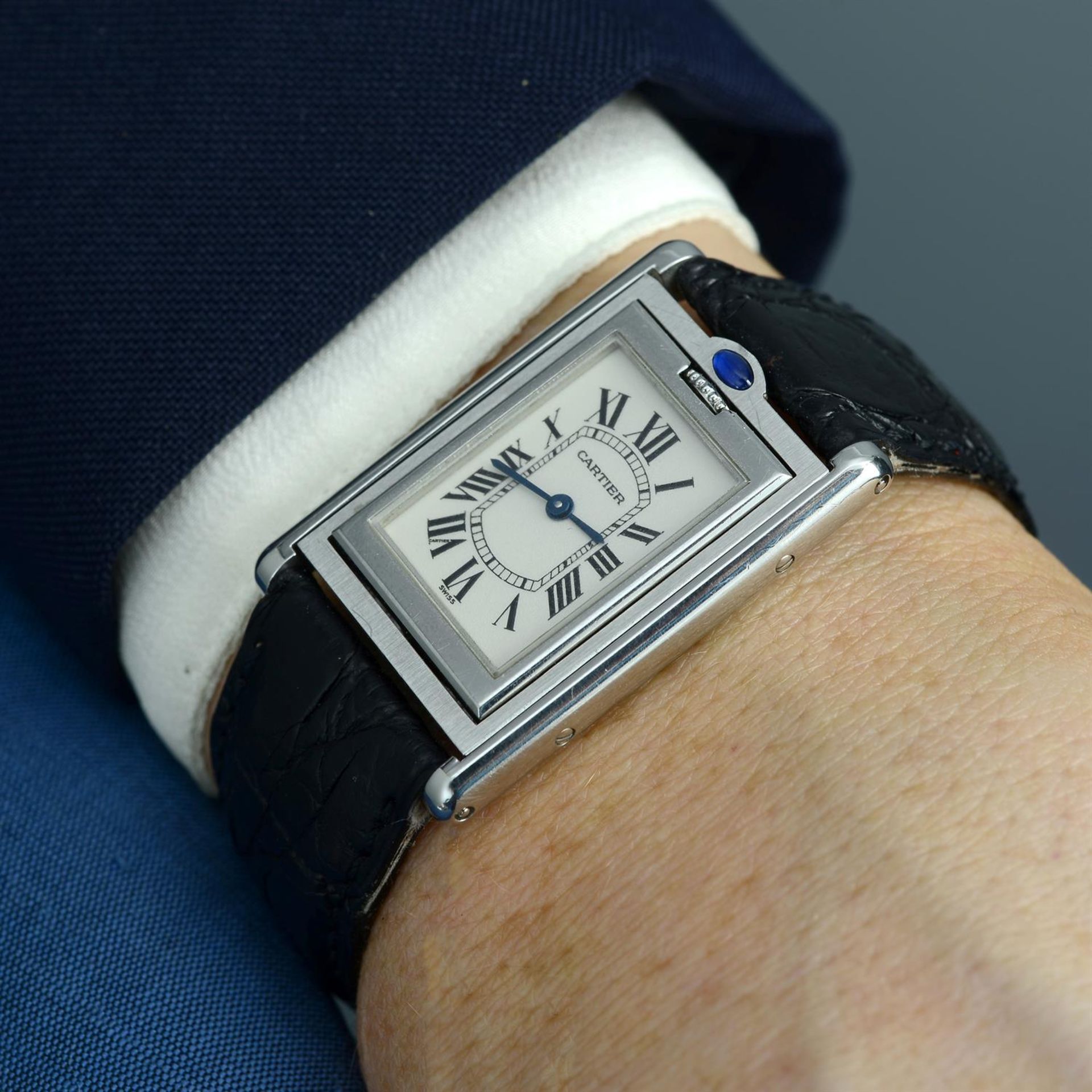 CARTIER - a stainless steel Basculante wrist watch, 23x28mm. - Image 6 of 7