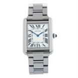 CARTIER - a stainless steel Tank Solo bracelet watch, 24mm.