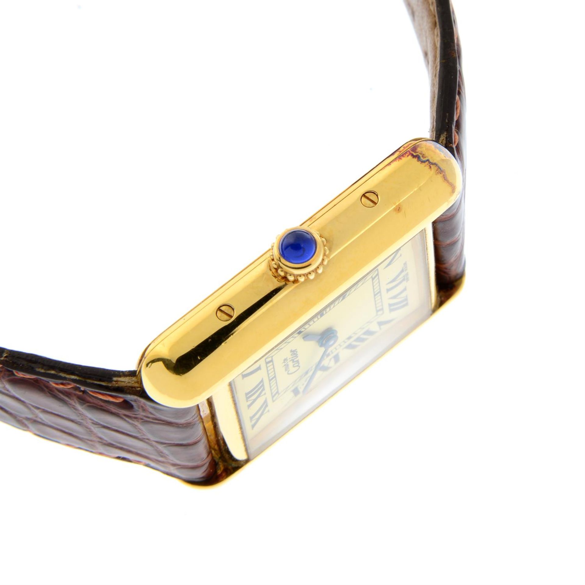 CARTIER - a gold plated silver Must De Cartier Tank wrist watch, 22x22mm. - Image 3 of 5