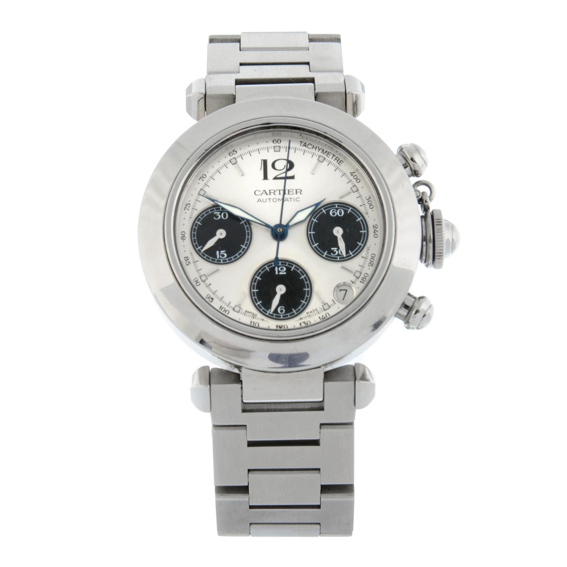 CARTIER - a stainless steel Pasha chronograph bracelet watch, 41mm.