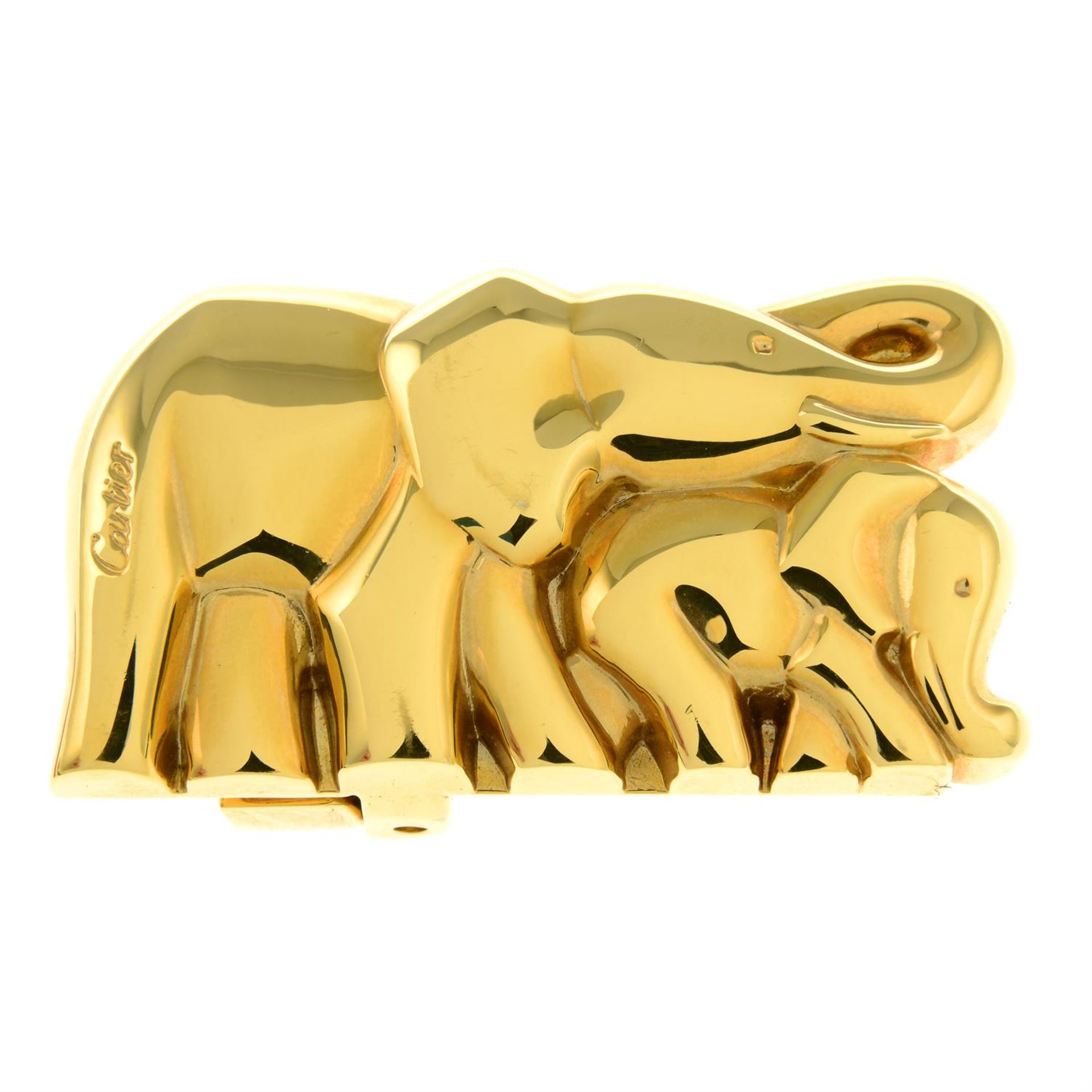 CARTIER - an elephant and calf belt buckle.