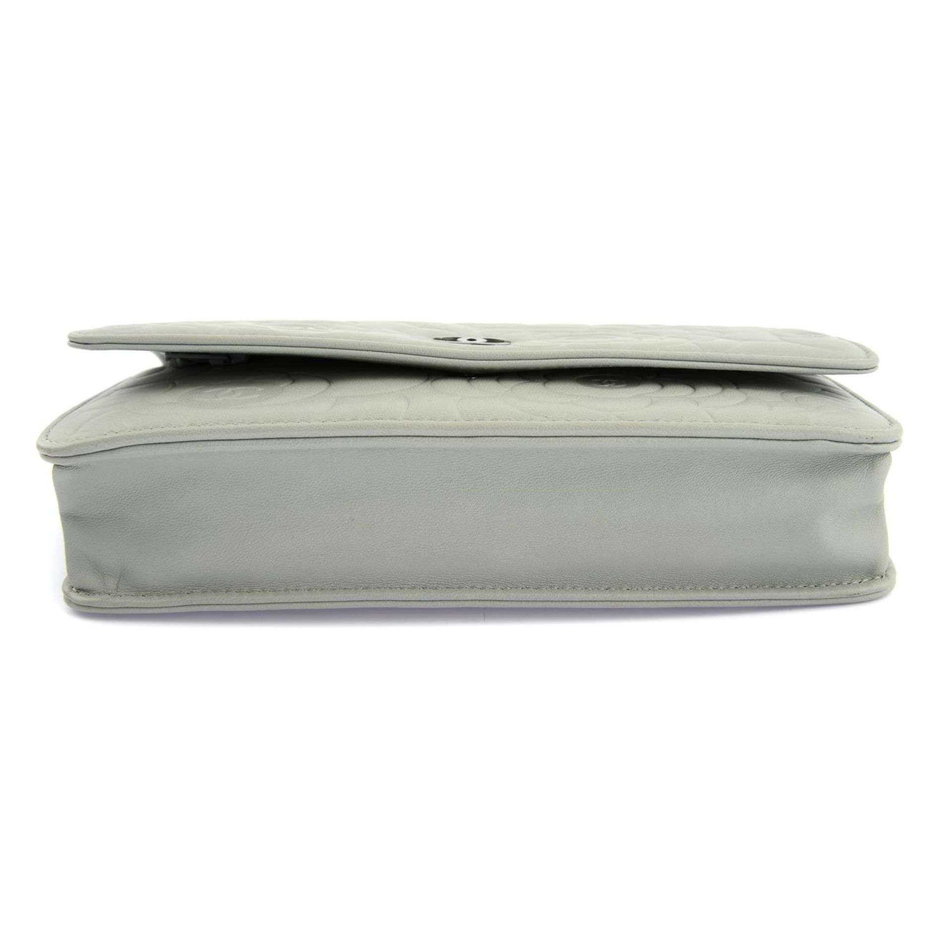 CHANEL - a light grey Camelia embossed leather wallet on chain. - Image 5 of 6