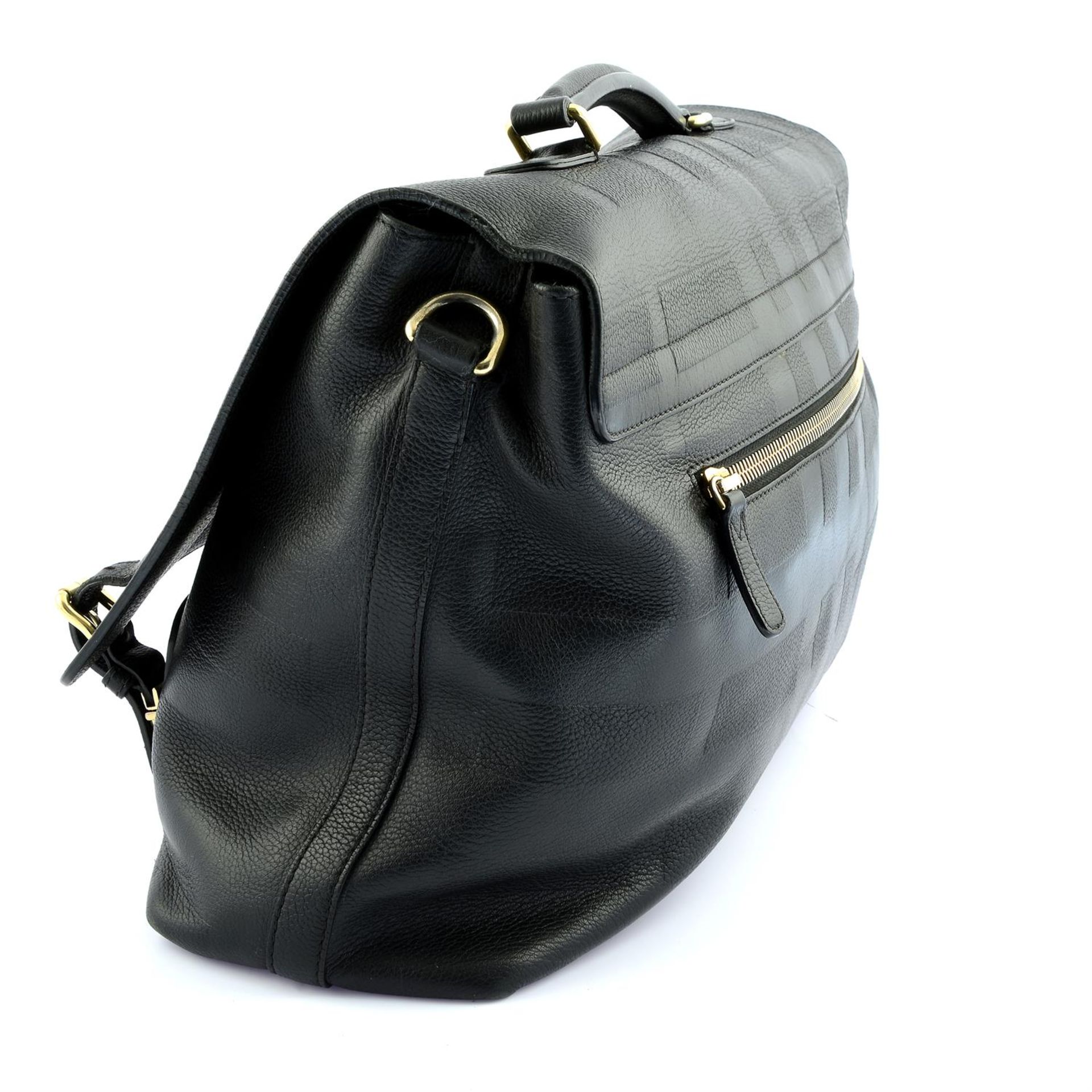 BURBERRY - a black embossed leather satchel. - Bild 3 aus 4