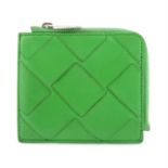 BOTTEGA VENETA - a small green Intrecciato leather coin purse.