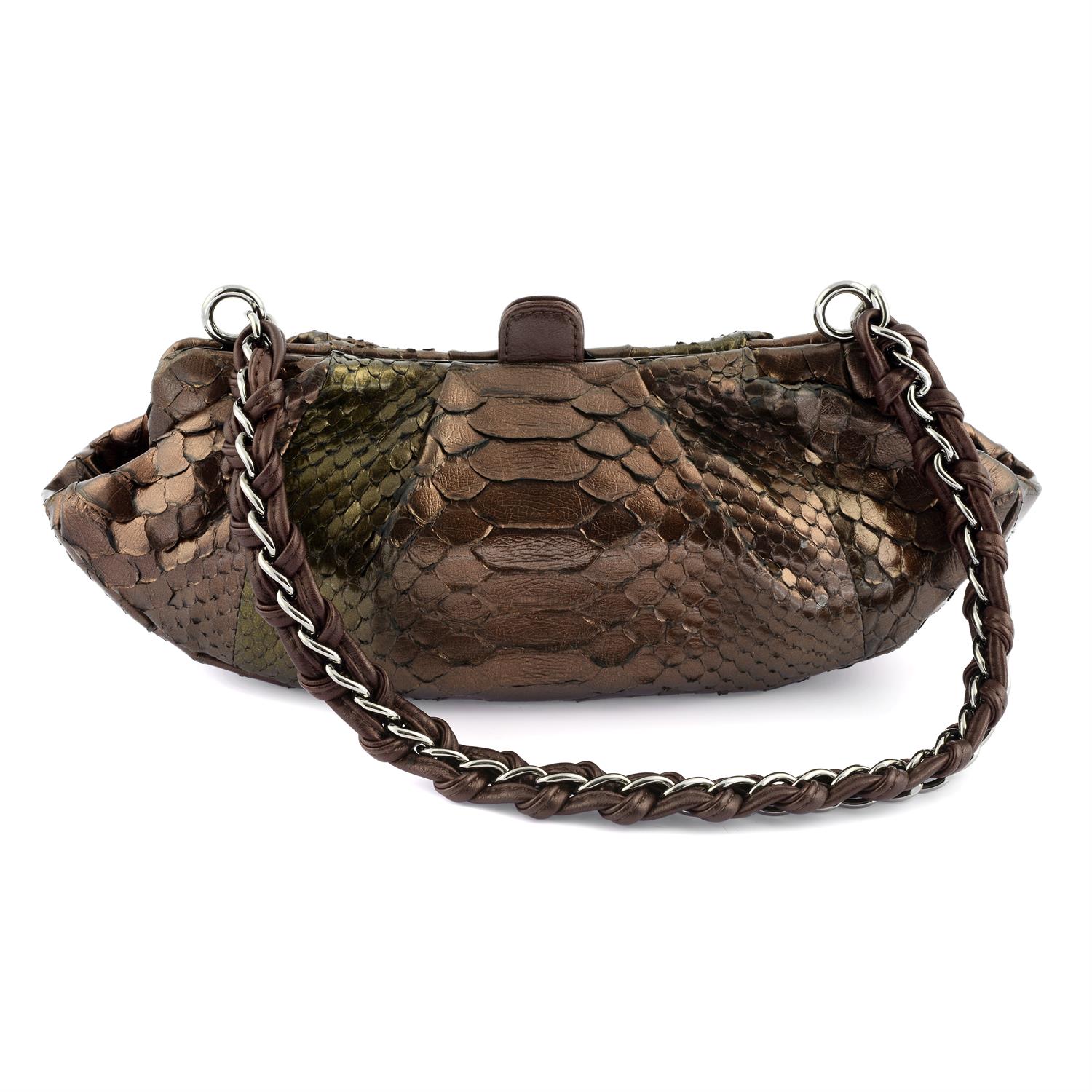 CHANEL - a metallic Python leather clutch. - Image 2 of 4