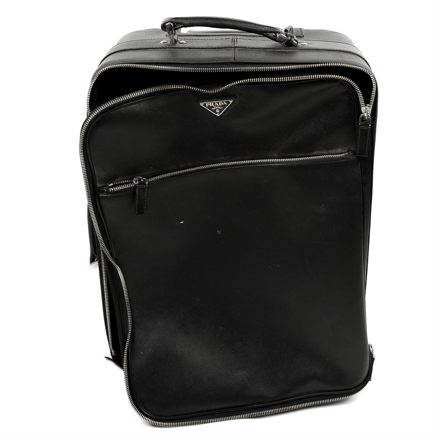 PRADA - a black Saffiano leather suitcase A/F.