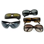 PRADA - five pairs of sunglasses.