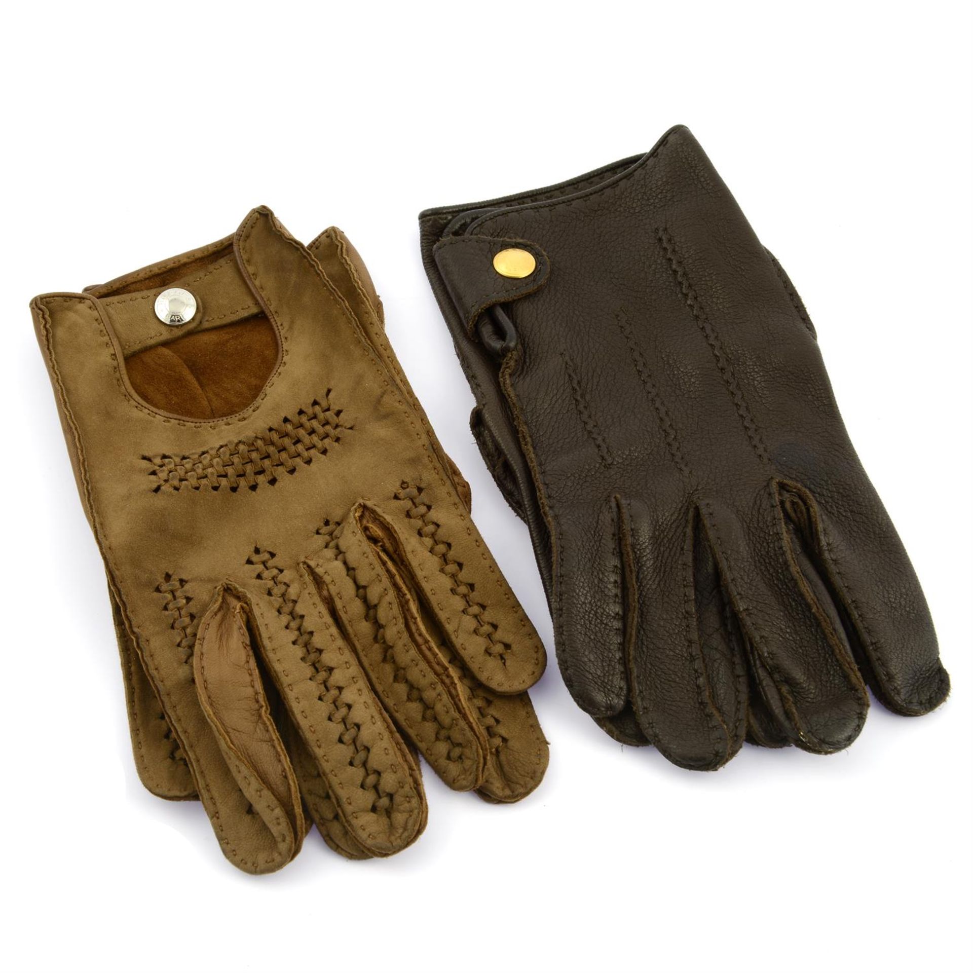 HERMÈS - two pairs of leather gloves.