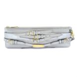 BURBERRY - a silver metallic leather Parmoor bridle clutch.