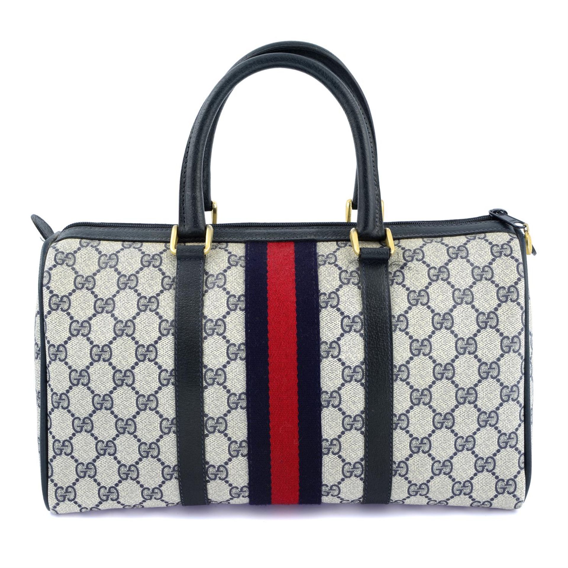 GUCCI - a navy canvas Boston bag. - Image 2 of 4