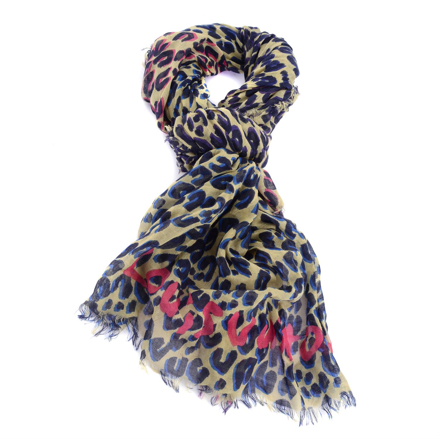 LOUIS VUITTON - a multicolour Stephen Sprouse leopard print cashmere scarf.