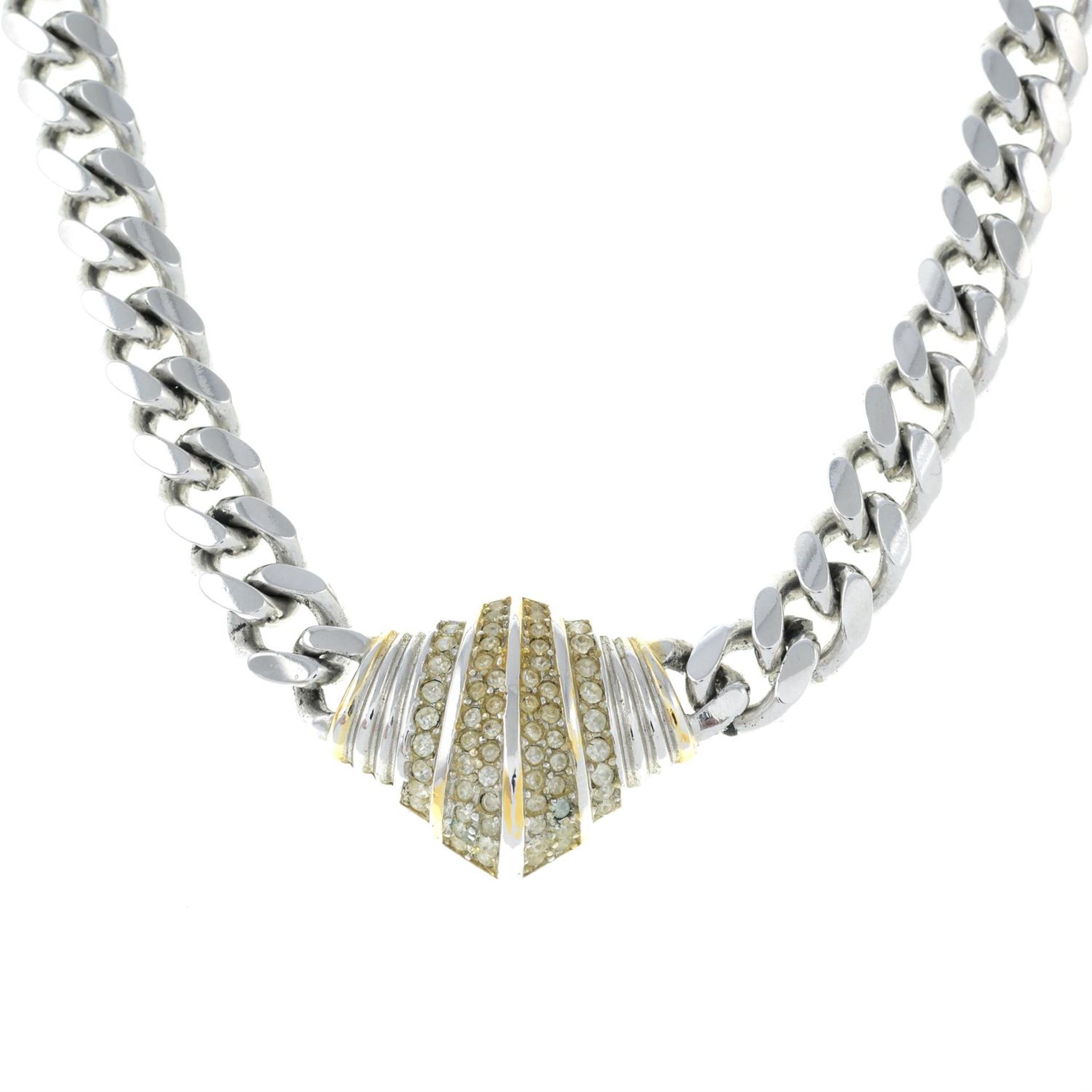 CHRISTIAN DIOR - a chain necklace with integral clear paste pendant.