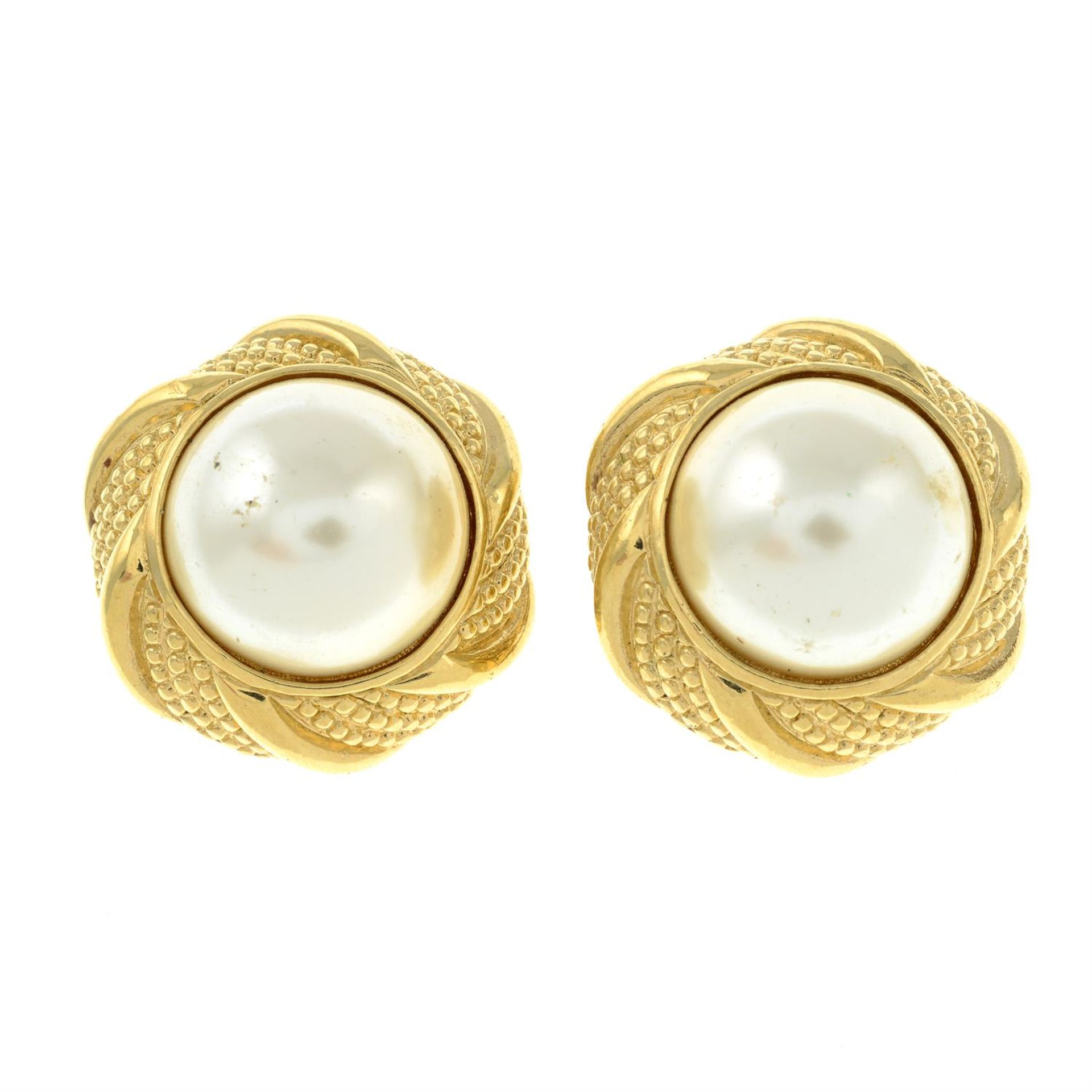 CHRISTIAN DIOR - a pair of imitation pearl clip-on earrings.