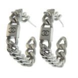 CHANEL - a pair of chain hoop earrings.