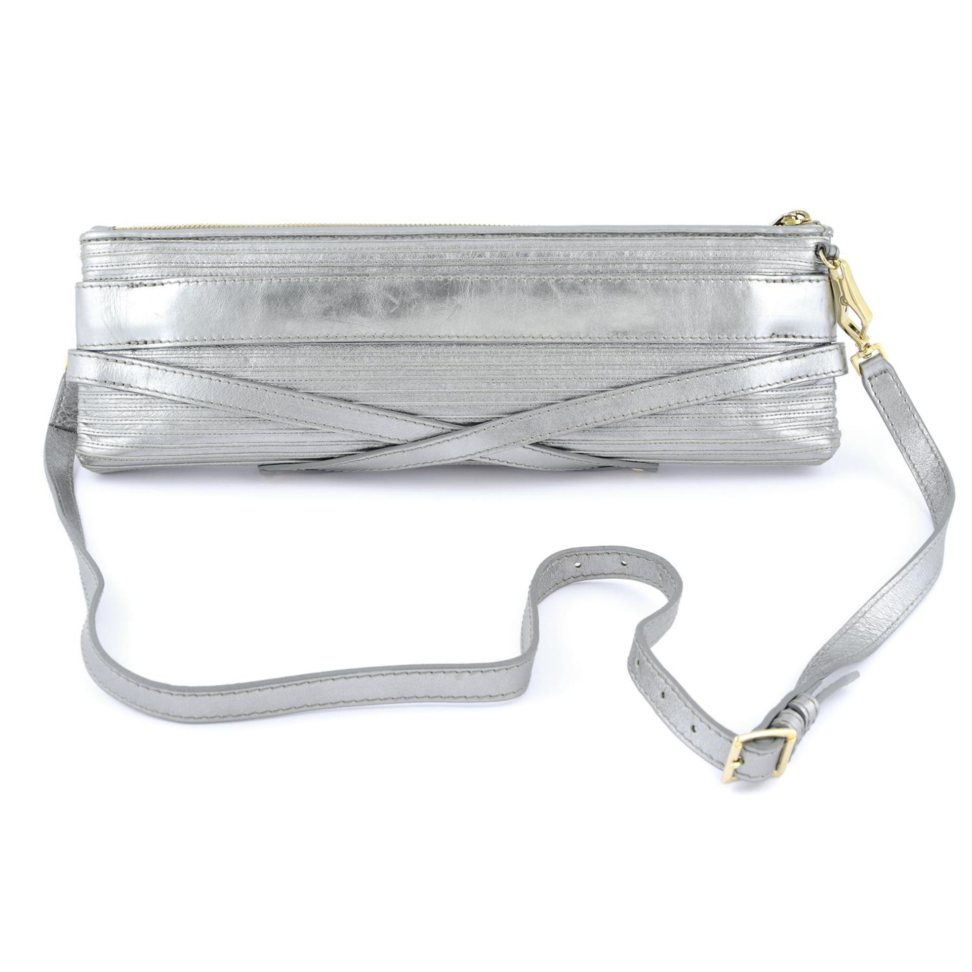 BURBERRY - a silver metallic leather Parmoor bridle clutch. - Image 2 of 4