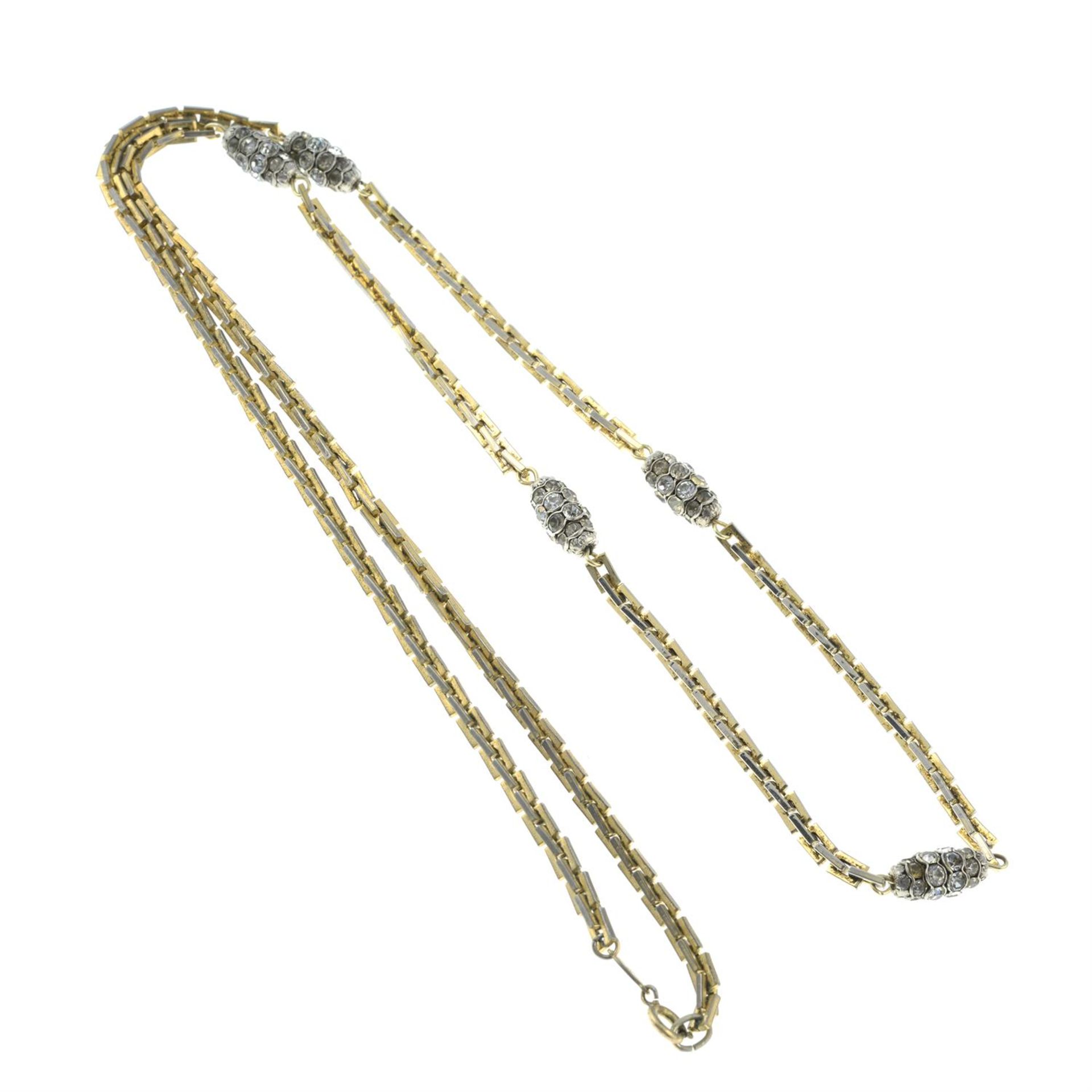 CHRISTIAN DIOR - a fancy link chain necklace with clear pastes. - Image 2 of 2