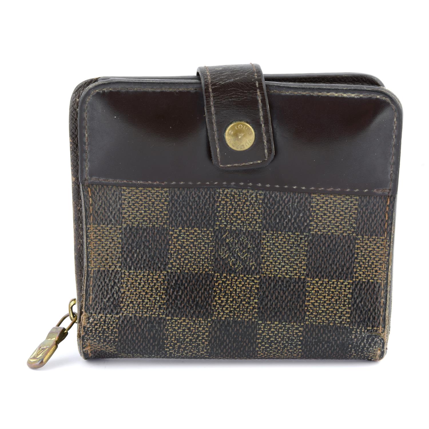 LOUIS VUITTON - a Damier Ebene Compact zip wallet.