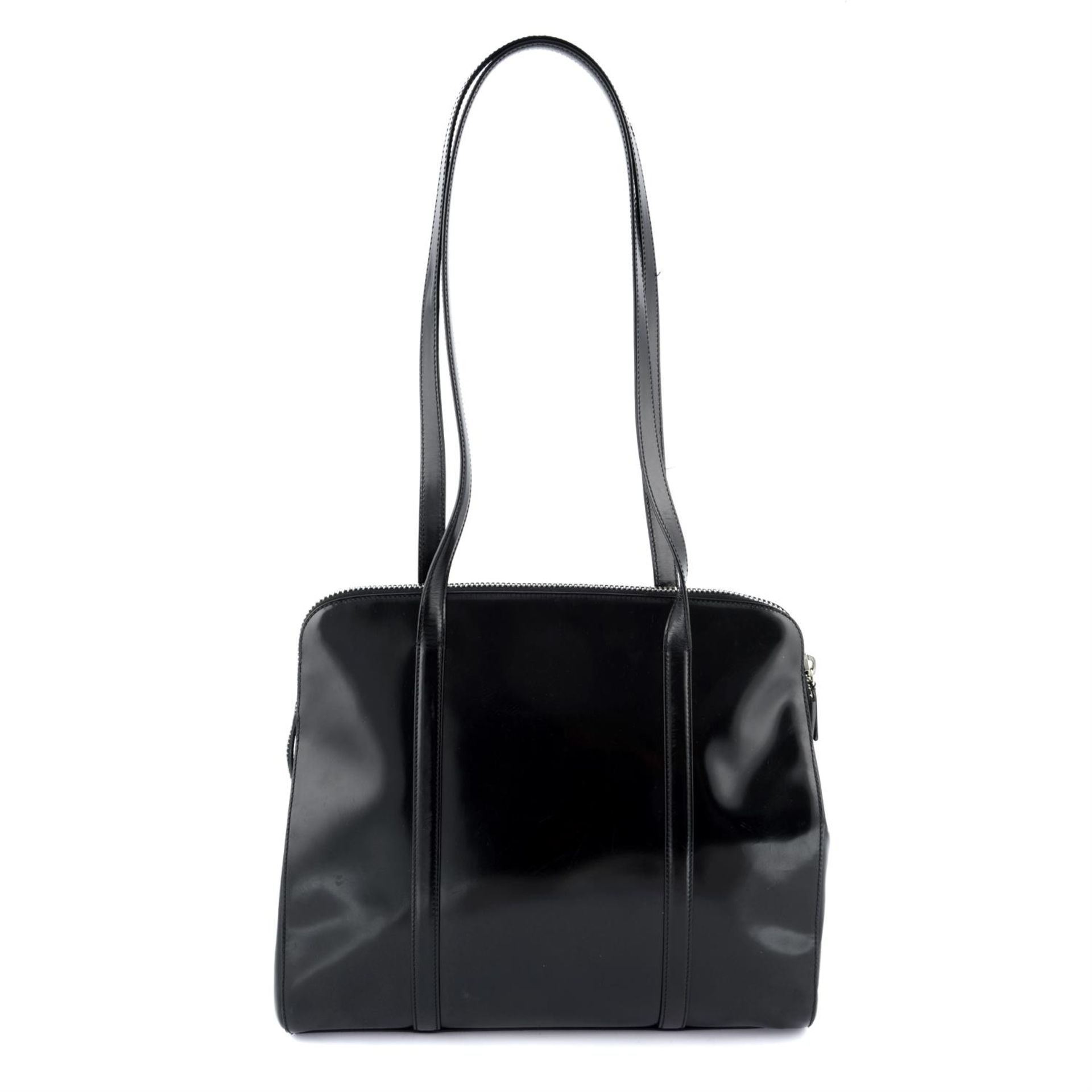 PRADA - a black patent leather shoulder bag. - Image 2 of 4