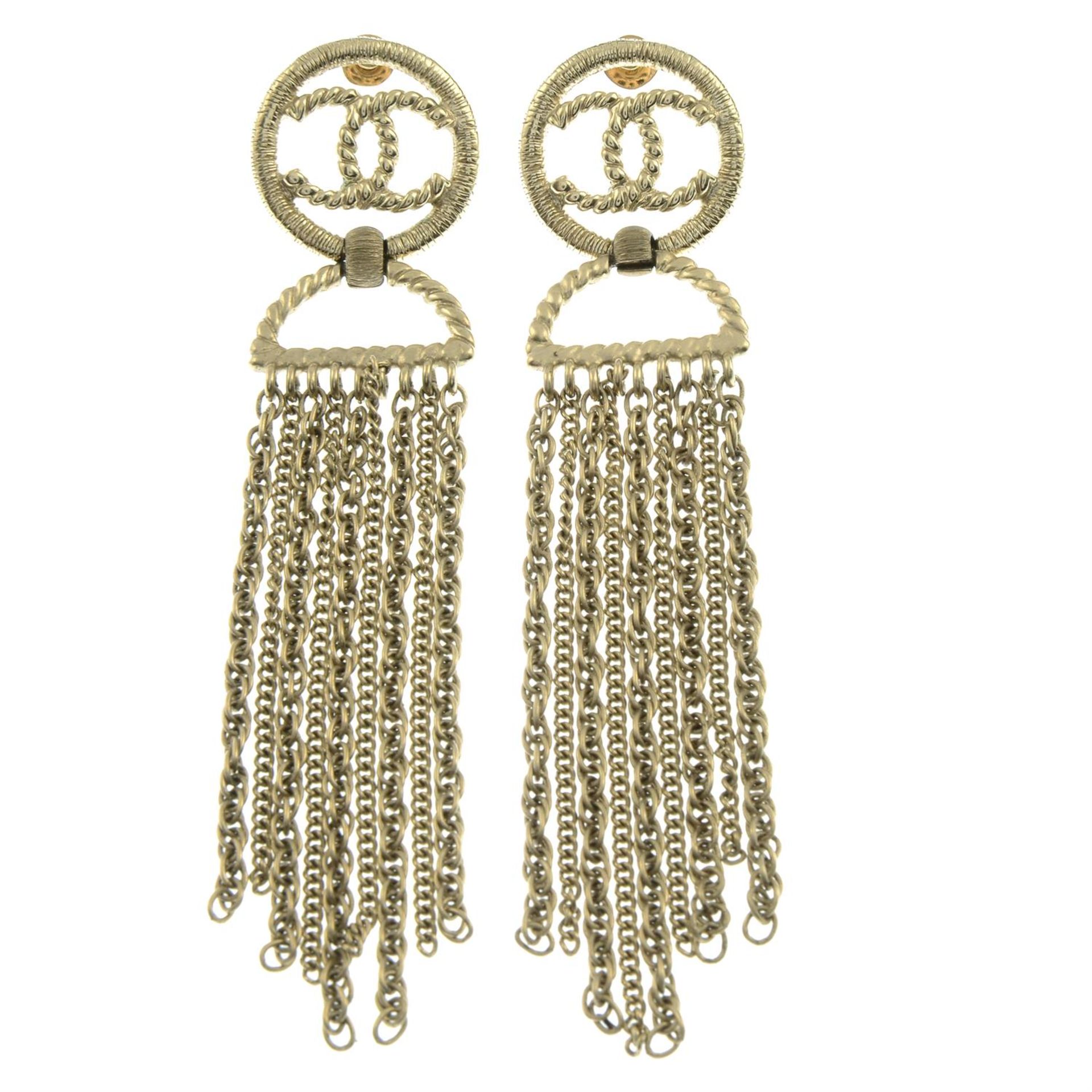 CHANEL - a pair of fancy drop earrings.