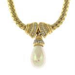 CHRISTIAN DIOR - a paste and imitation pearl integral pendant necklace.