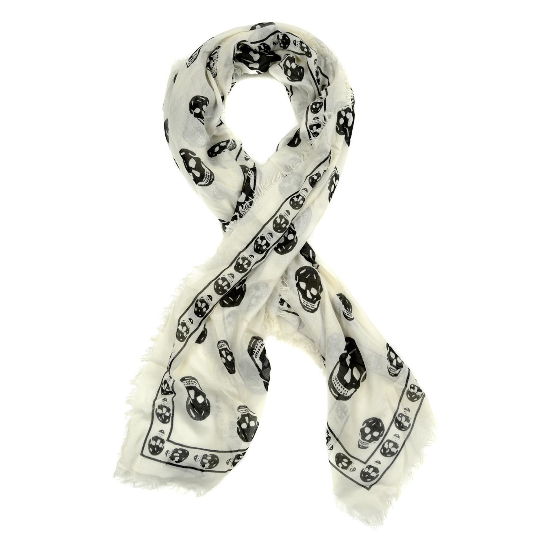 ALEXANDER MCQUEEN - a white and black skull scarf. - Image 2 of 2