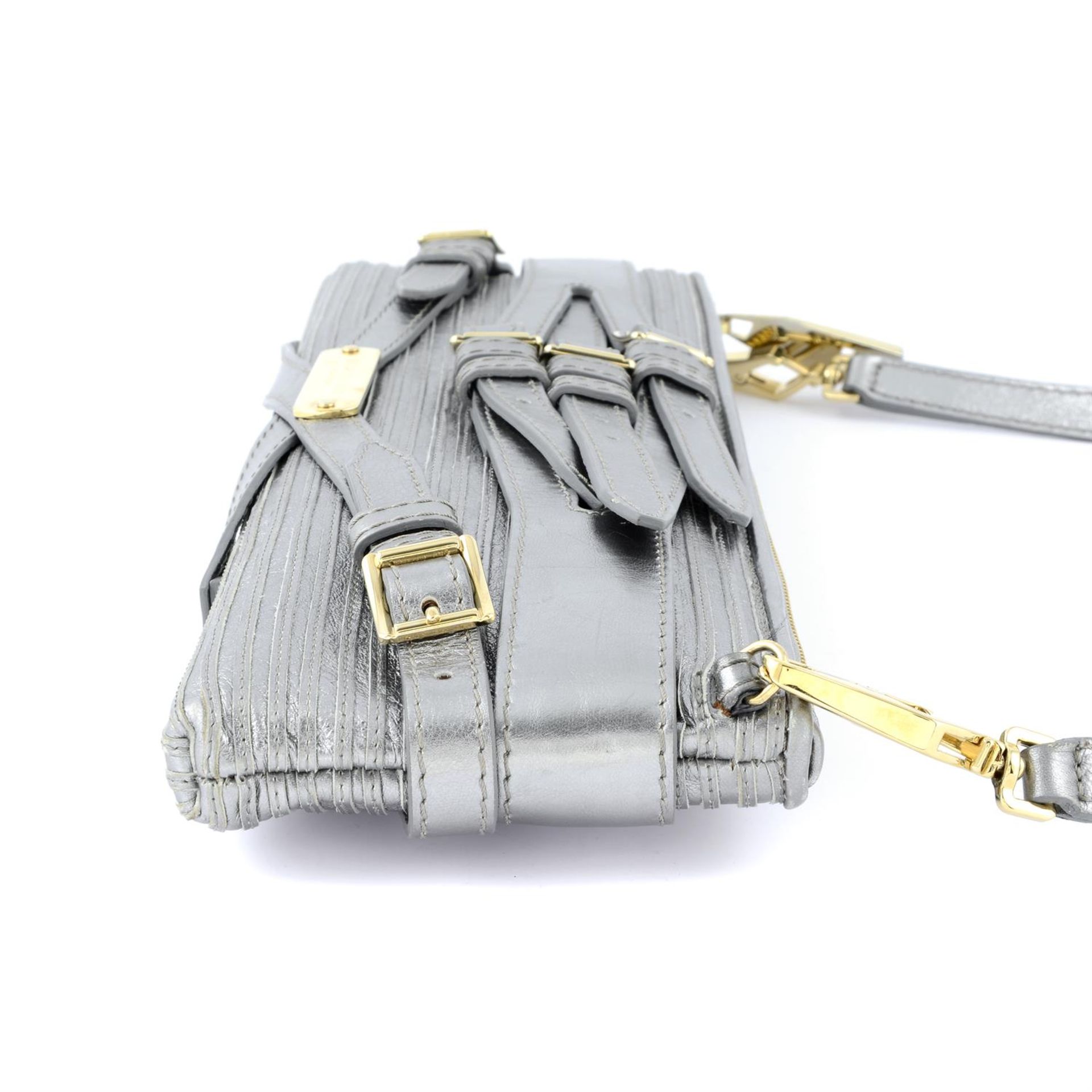 BURBERRY - a silver metallic leather Parmoor bridle clutch. - Image 3 of 4