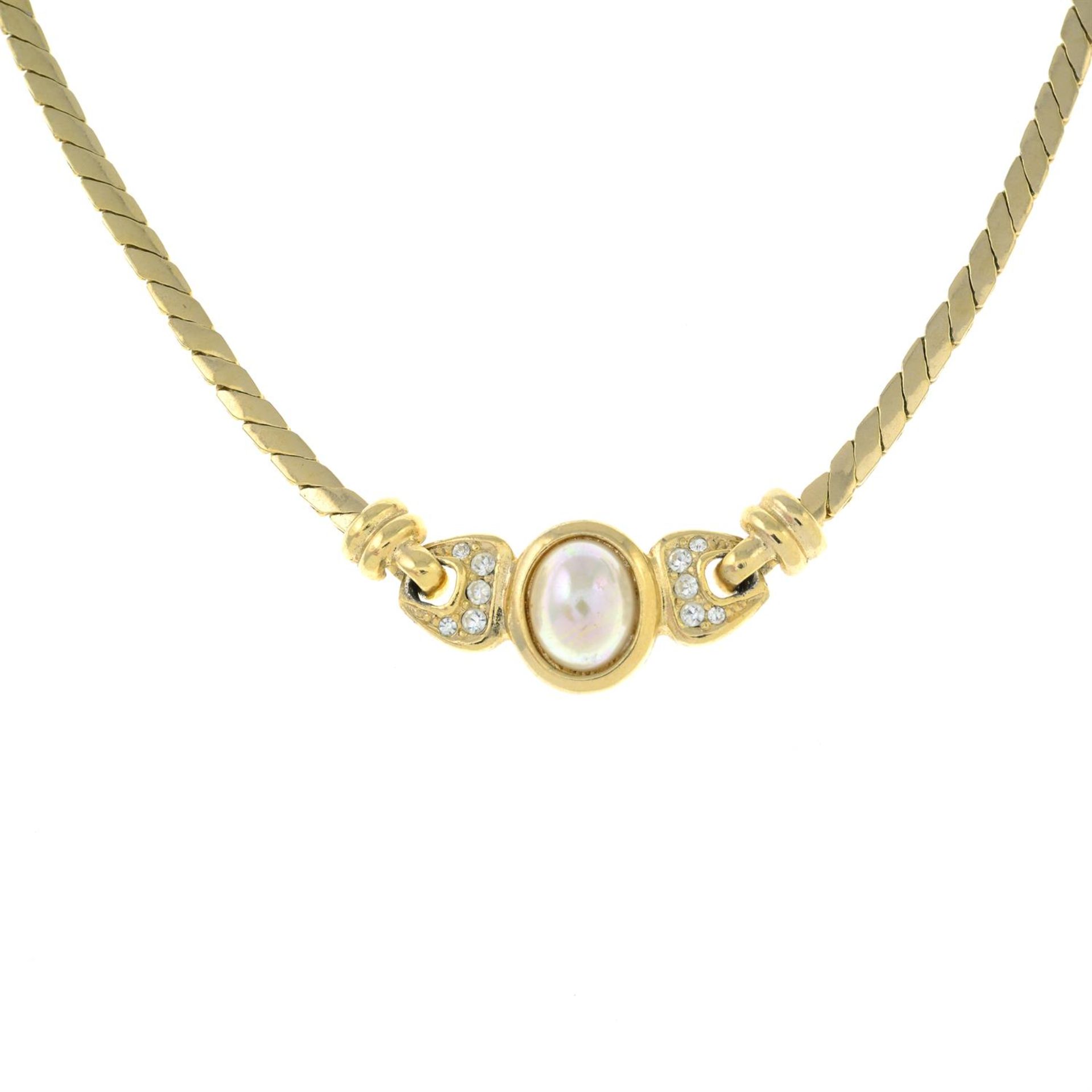 CHRISTIAN DIOR - a paste and imitation pearl integral pendant necklace.