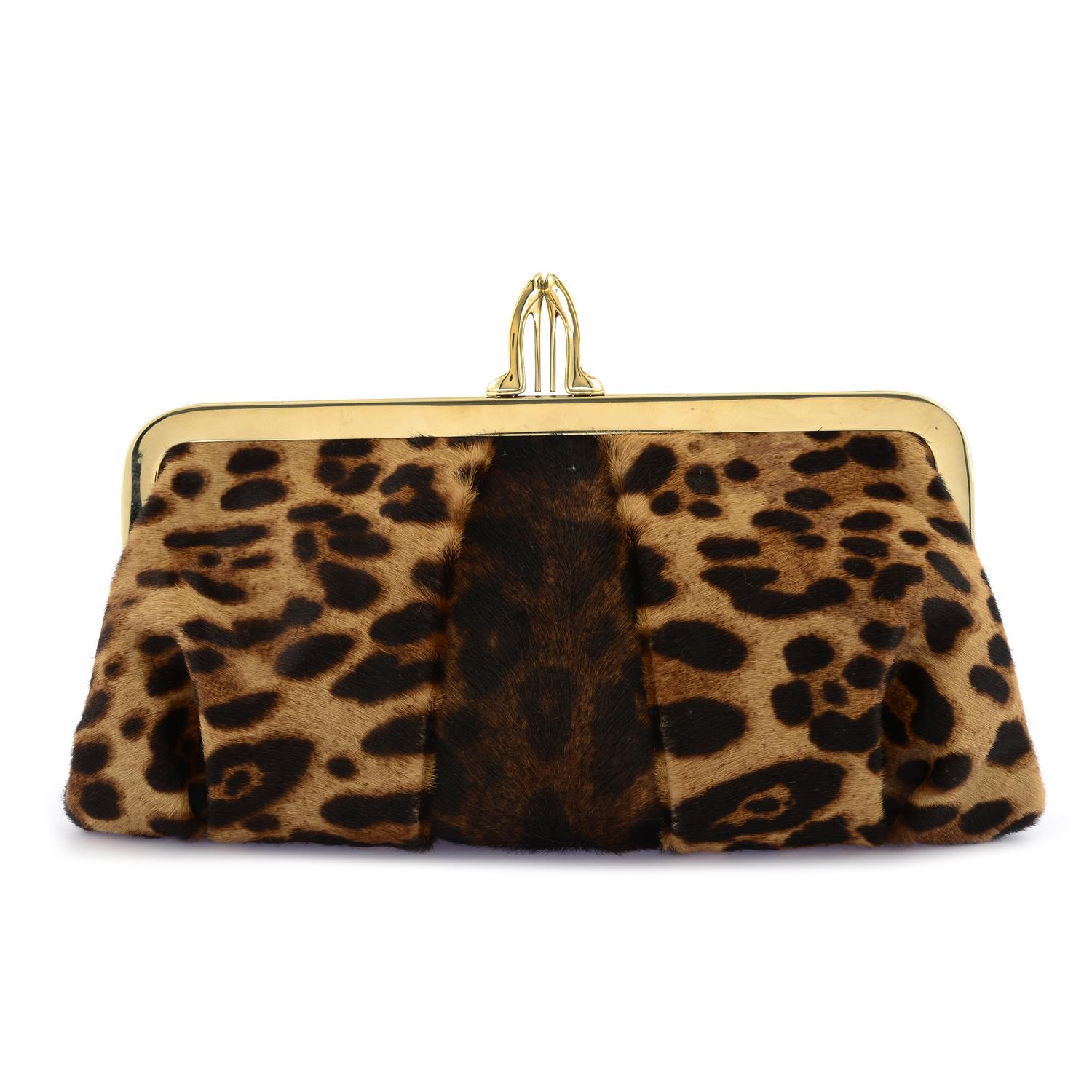 CHRISTIAN LOUBOUTIN - a Leopard print pony fur clutch.