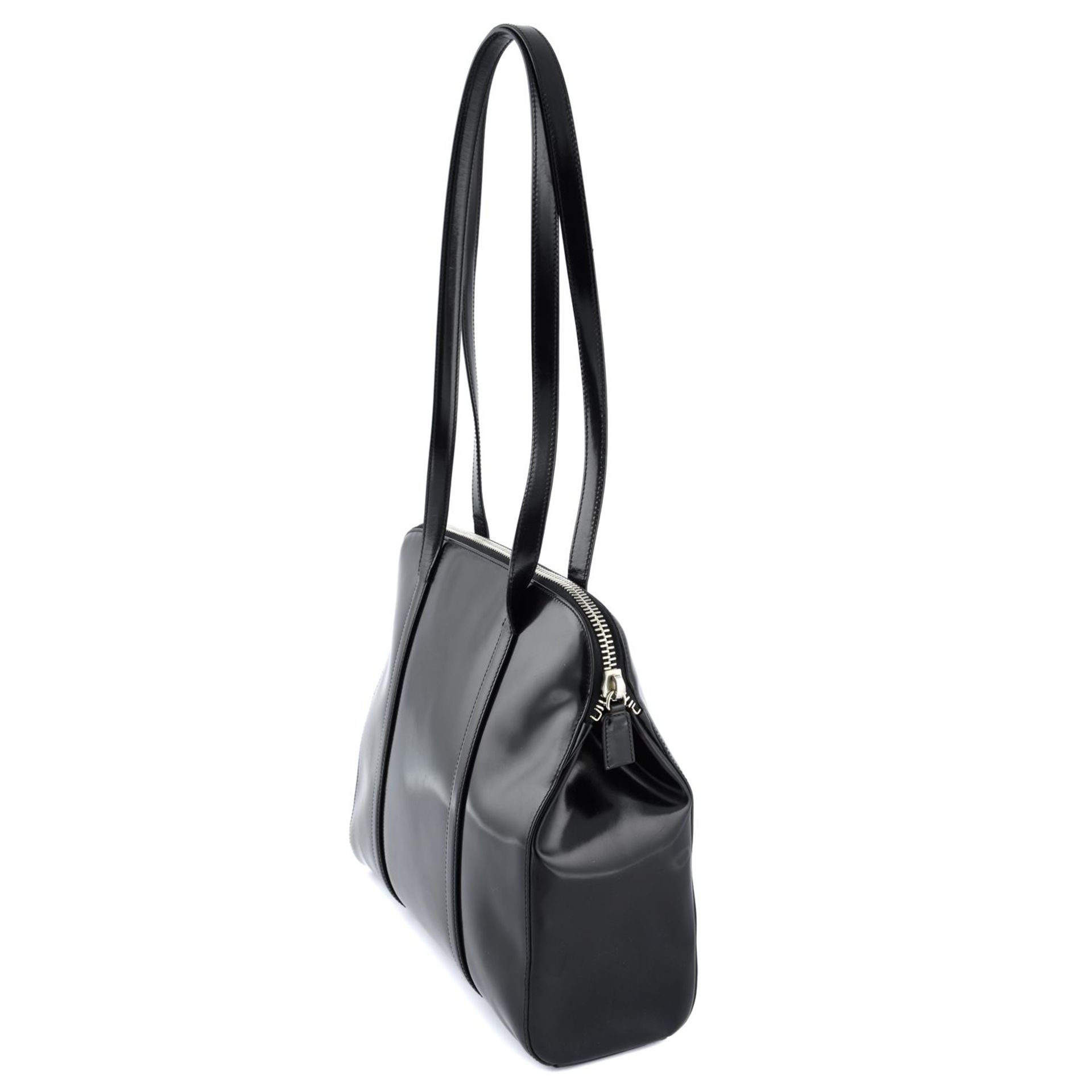 PRADA - a black patent leather shoulder bag. - Image 3 of 4